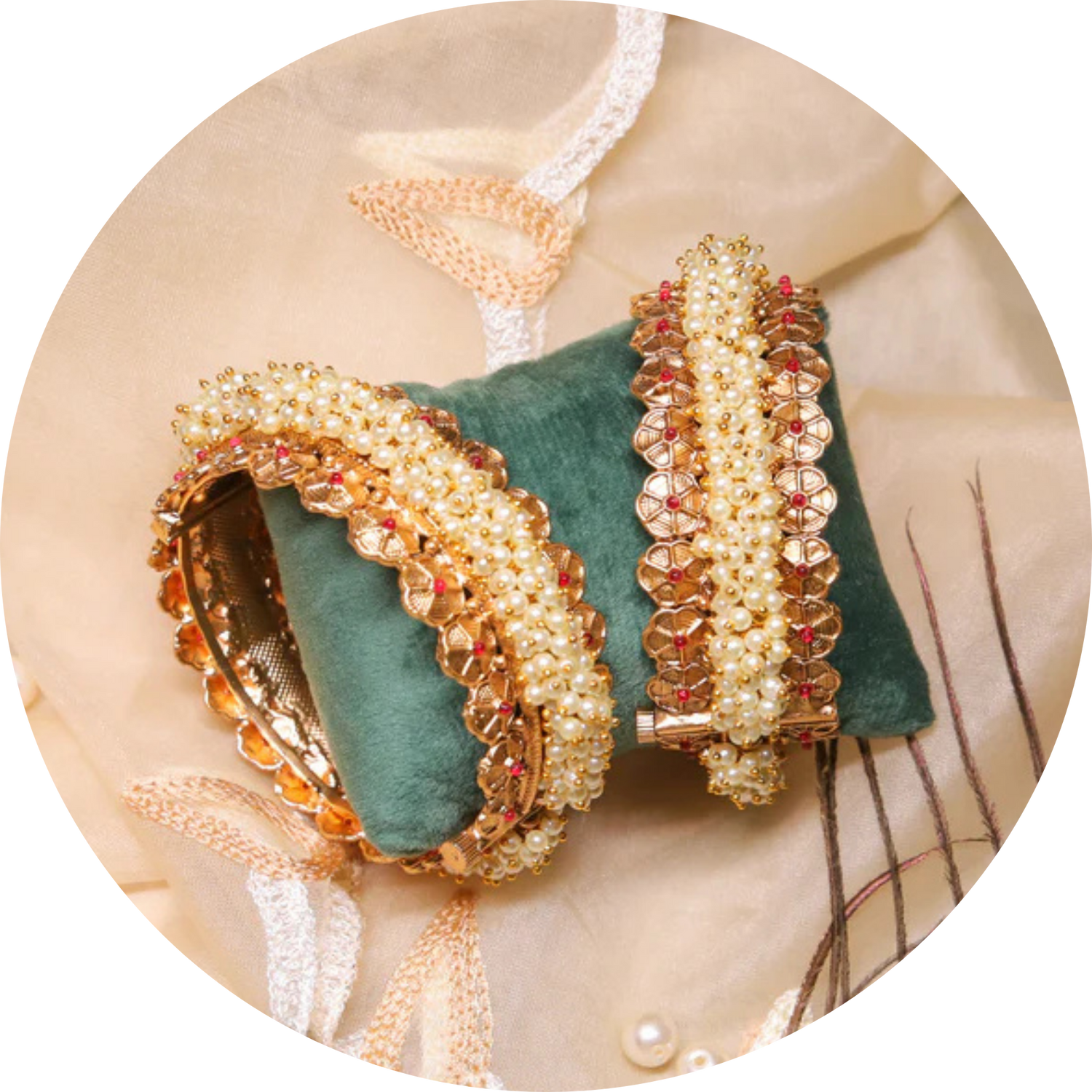 Elevate Your Ethnic Style with Zevar Club’s Lakshmi Gini Pearl Bangles
