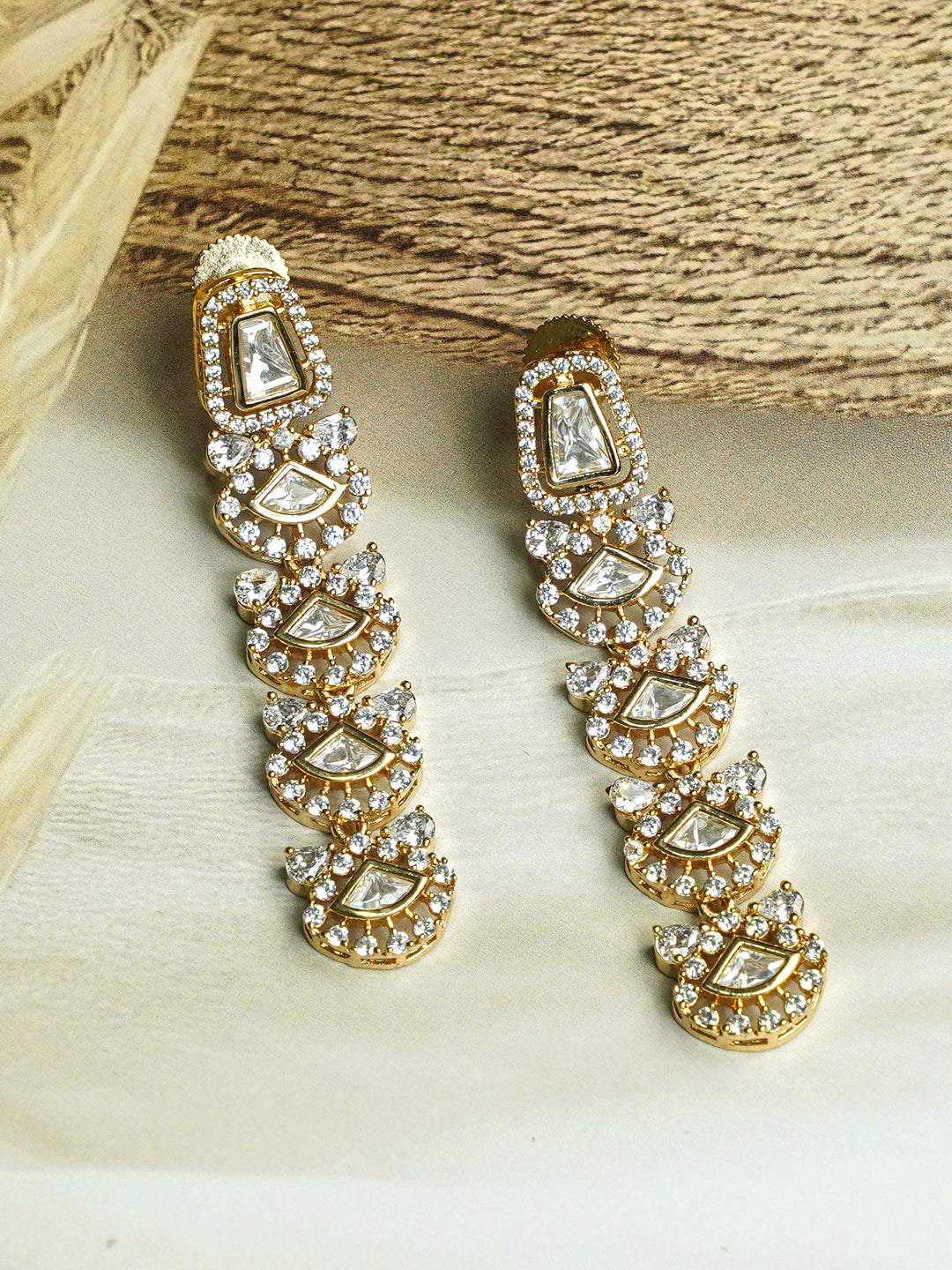 Contemporary Ivory Kundan Drop Earrings