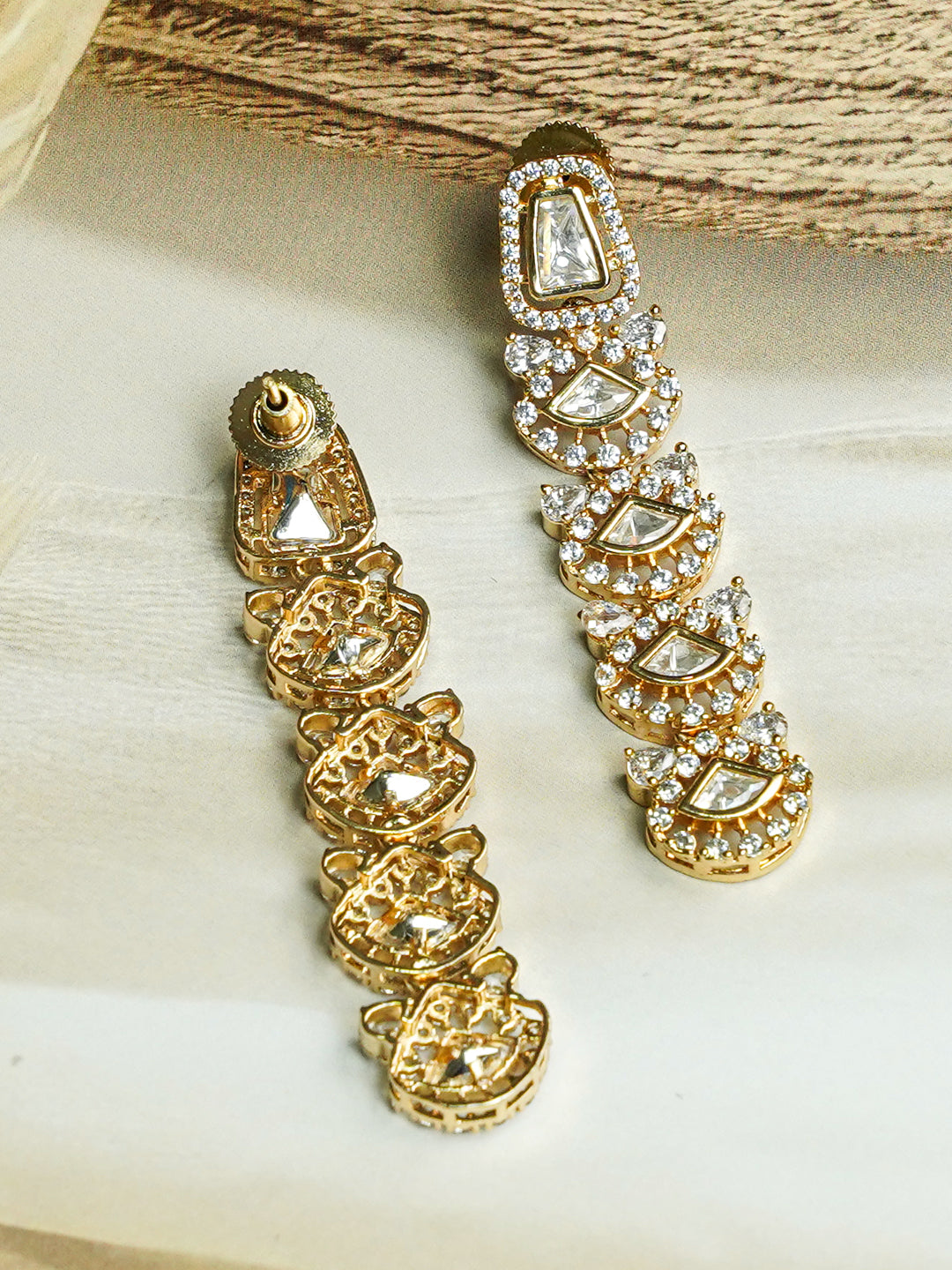 Contemporary Ivory Kundan Drop Earrings
