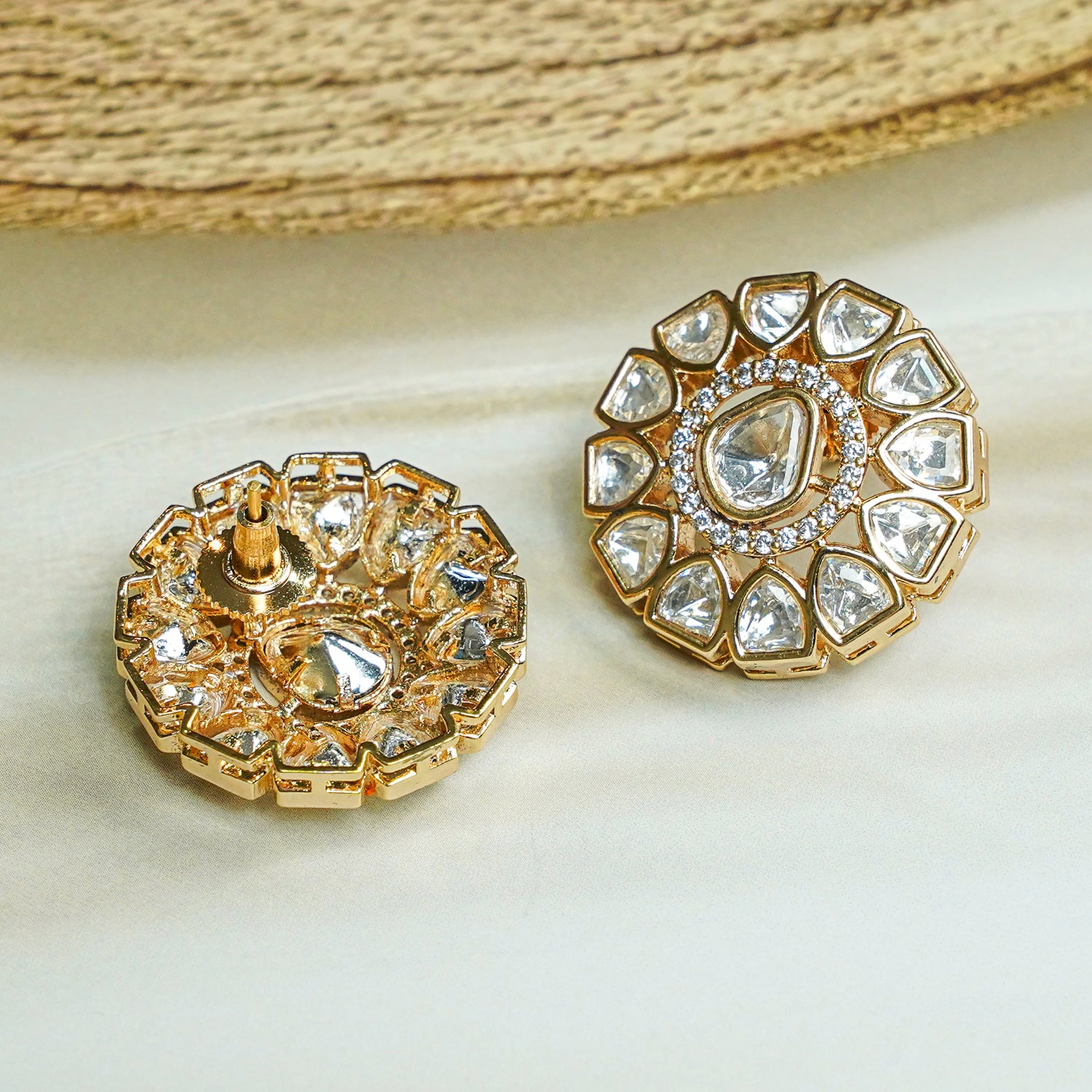 Zevar Club 12K Gold-Plated Maximal Uncut Kundan Studs