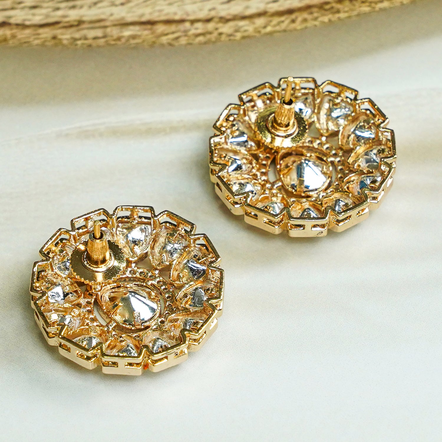 Zevar Club 12K Gold-Plated Maximal Uncut Kundan Studs