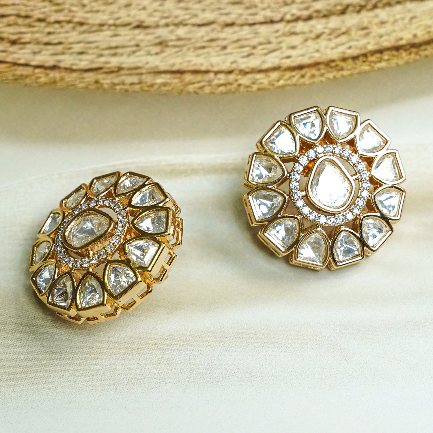 Zevar Club 12K Gold-Plated Maximal Uncut Kundan Studs