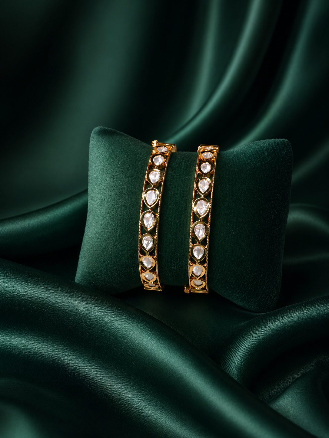 Zevar Club Uncut Stones Kundan Handcrafted Bangles