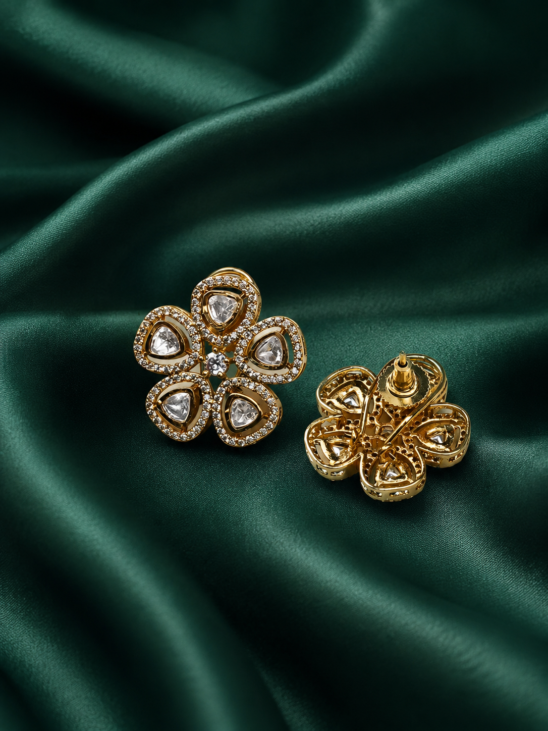 Zevar Club 12K Gold Plated Star Shaped Moissanite Studs Earrings
