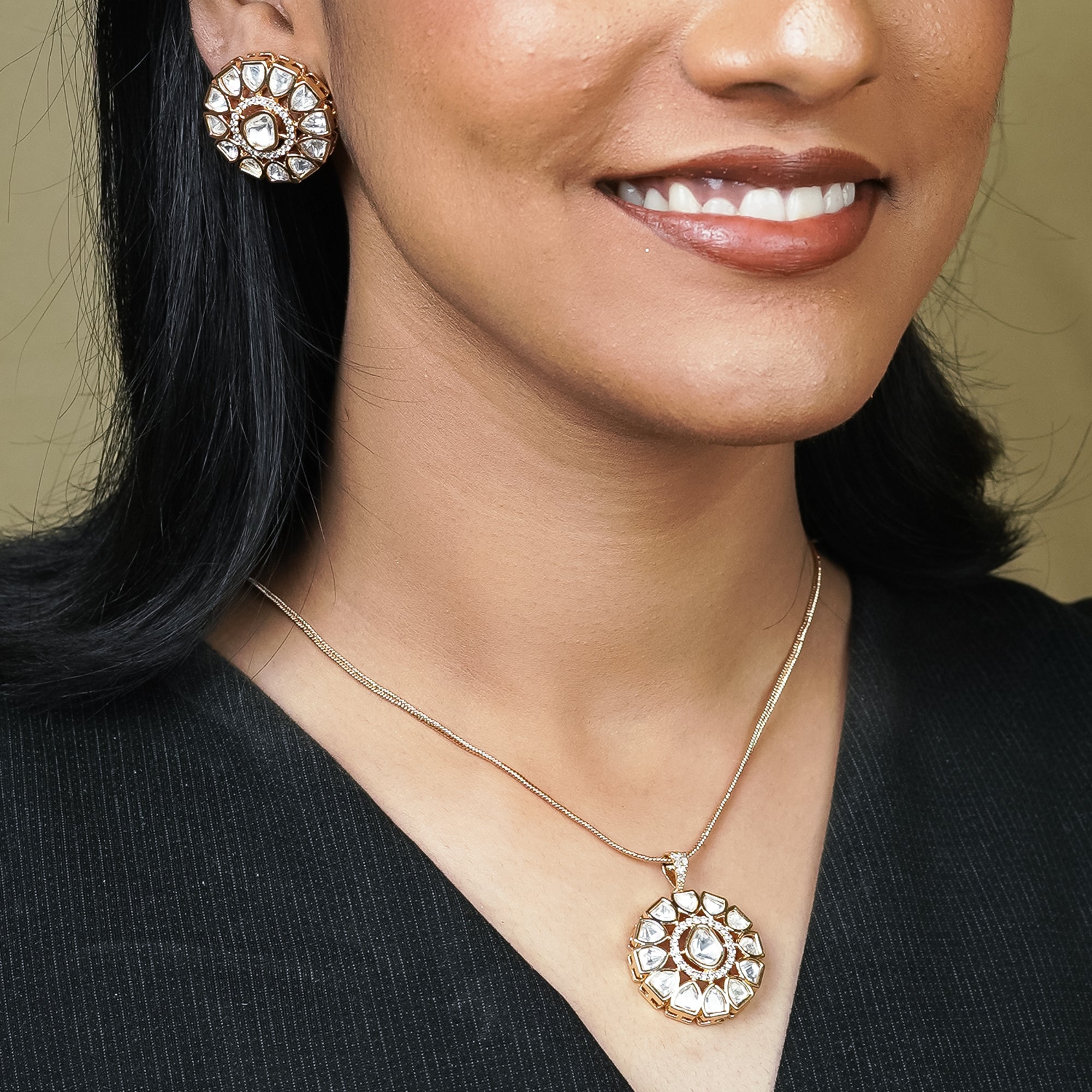 Zevar Club 12K Gold-Plated Maximal Uncut Kundan Studs