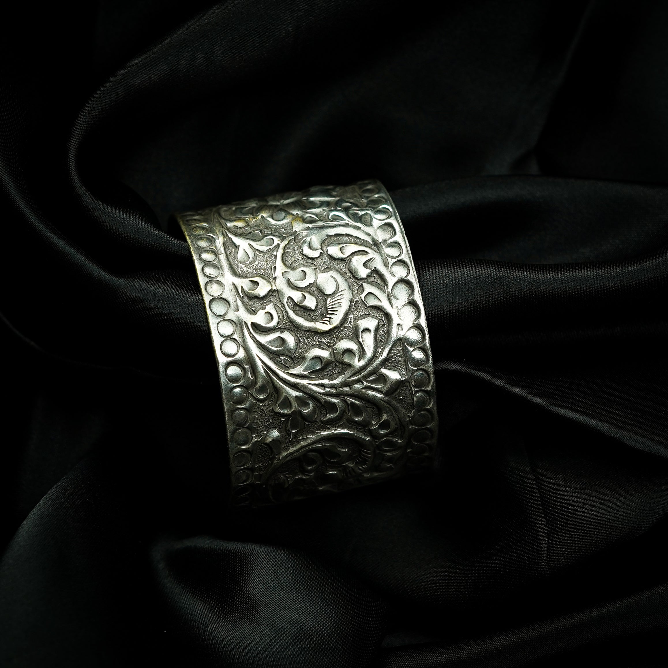 Zevar Club Silver Plated Jiya Handcrafted Adjustable Oxidised Kada Bracelet