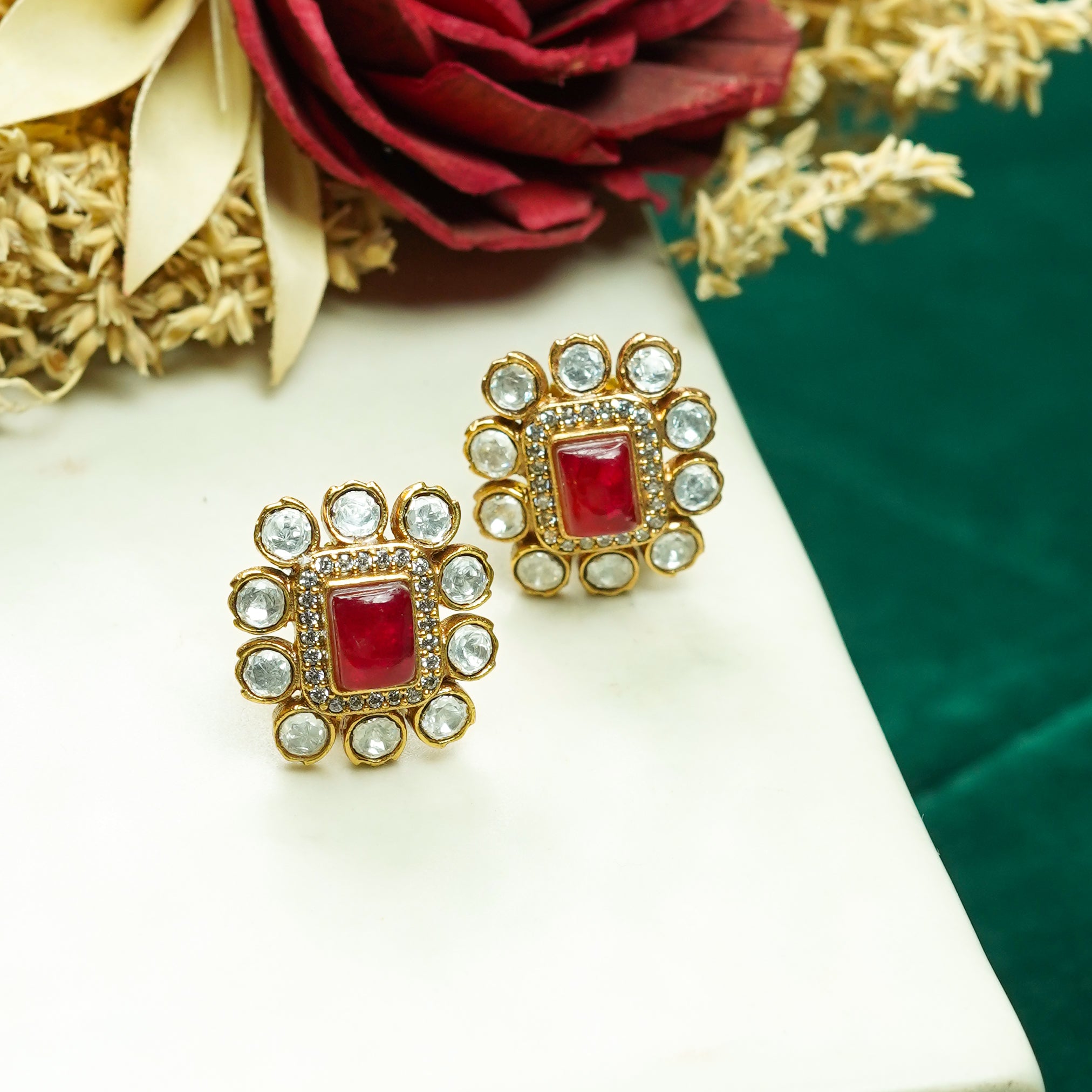 Pushback Kundan Earrings