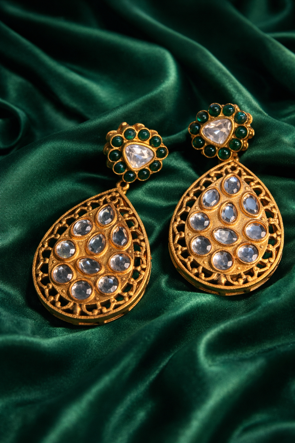 Celebration Wear Multicolour Kundan Drop Earrings