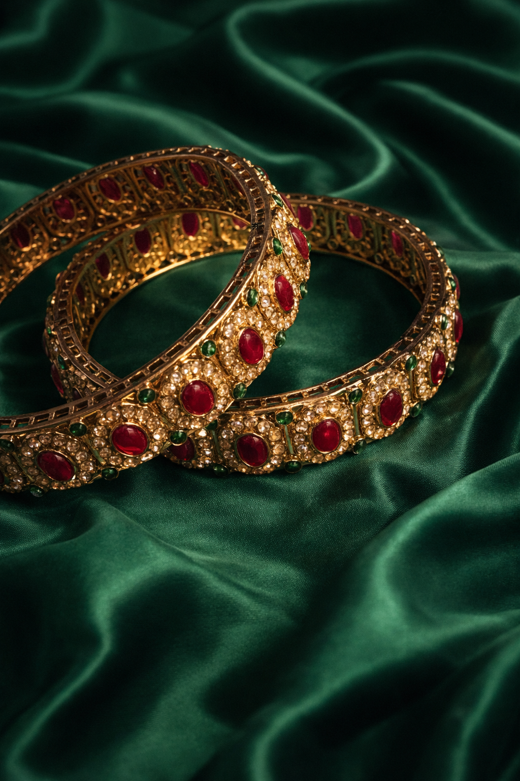 Bridal Statement Ruby Emerald Bangles Set