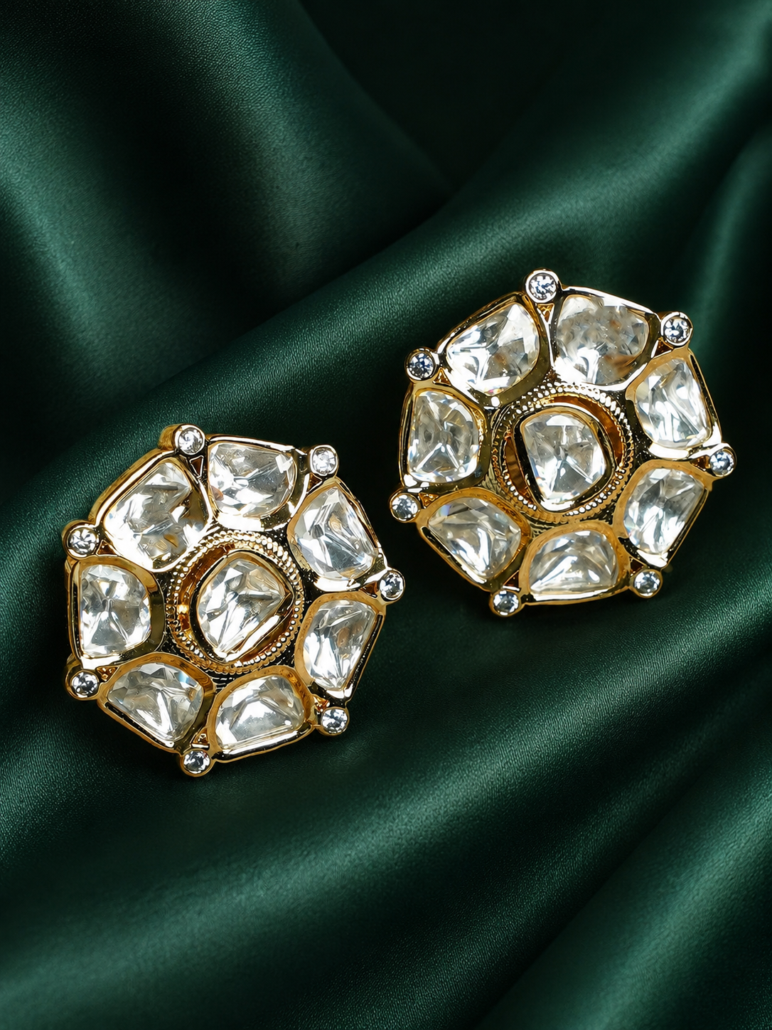 Zevar Club 18K Gold-Plated Octagon Kundan Studs