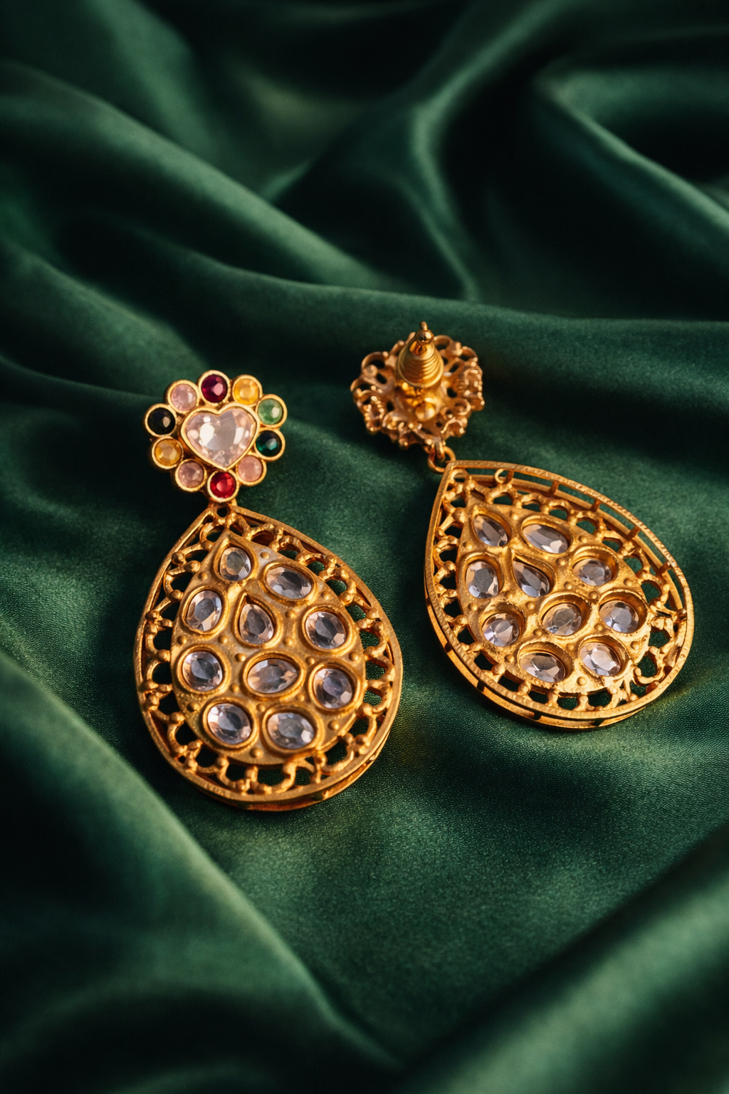 Celebration Wear Ruby Kundan Drop Earrings