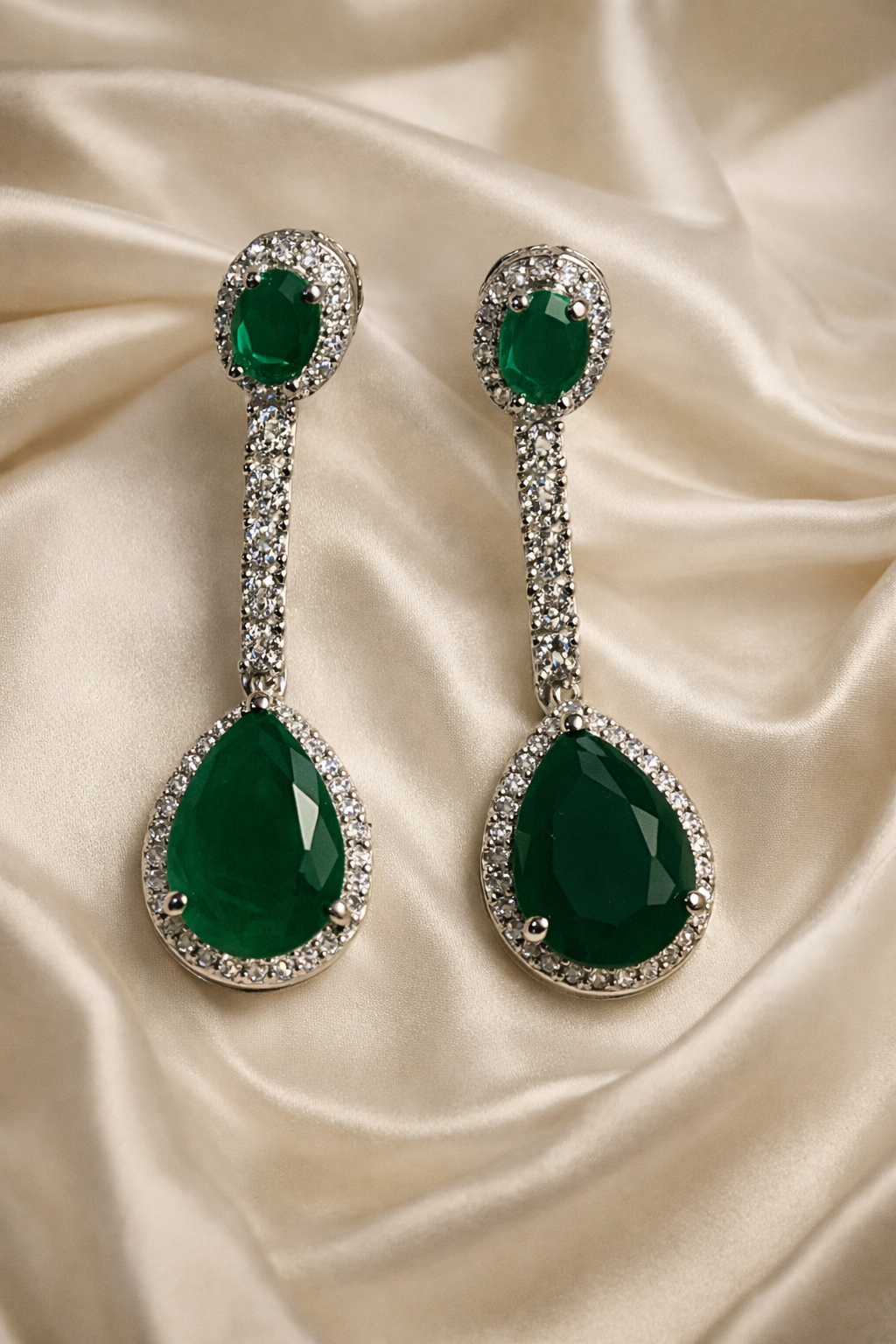 Zevar Club Luxury Emerald Green Glam Diamond Earrings for Women