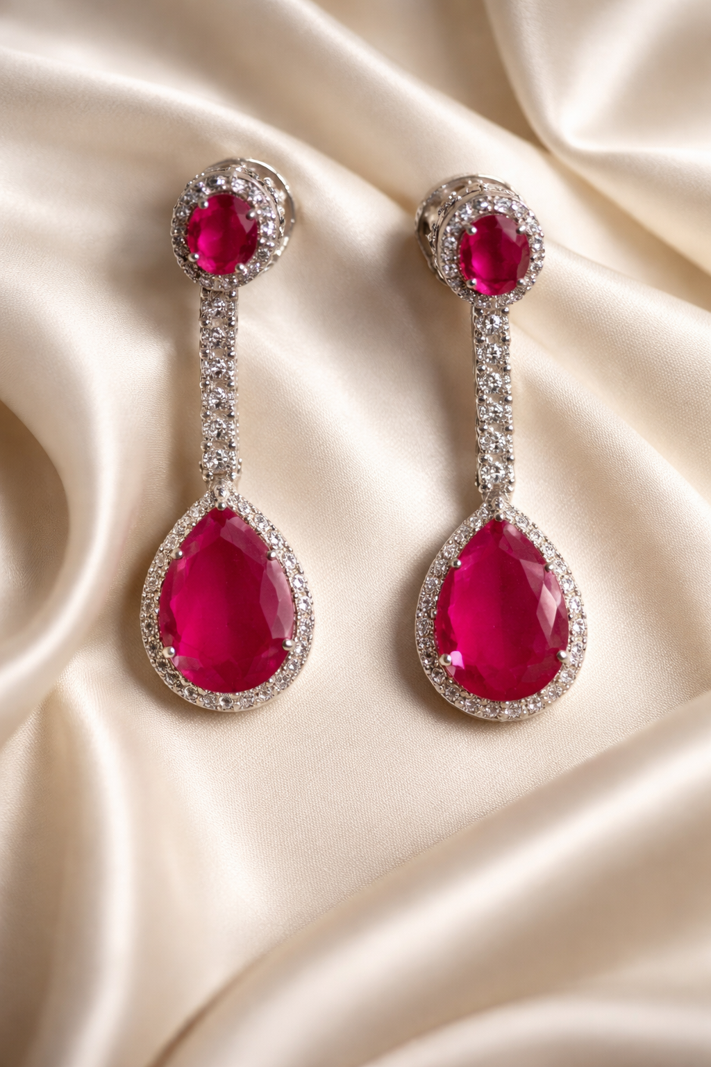 Zevar Club Luxury Ruby Pink Glam Diamond Earrings for Women