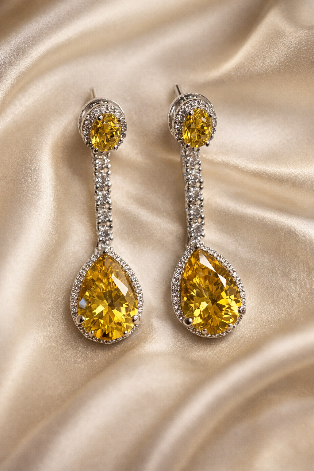 Zevar Club Luxury Yellow Diamond Glam Statement Earrings for Women