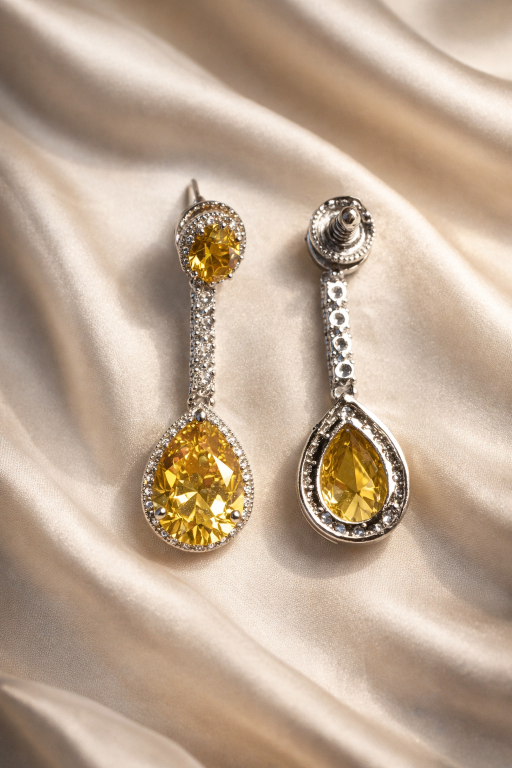 Zevar Club Luxury Yellow Diamond Glam Statement Earrings for Women