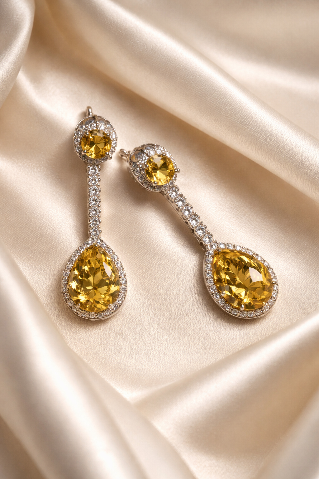 Zevar Club Luxury Yellow Diamond Glam Statement Earrings for Women