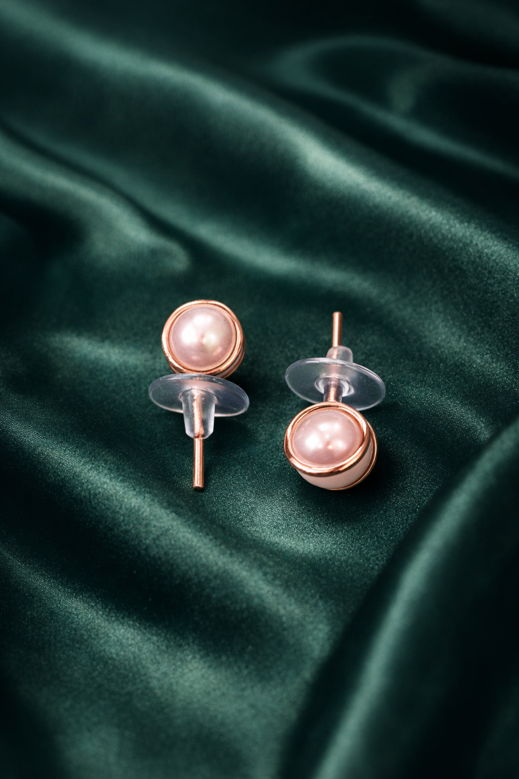 Zevar Club Classic Pearl Gold Strap Finish Everyday Stud Earrings for Women