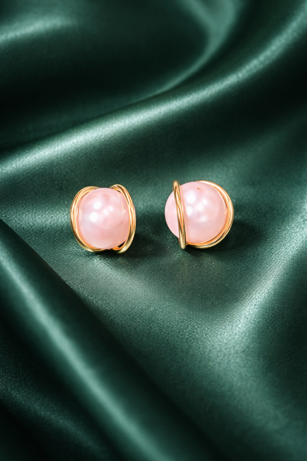 Zevar Club Classic Pearl Gold Strap Finish Everyday Stud Earrings for Women