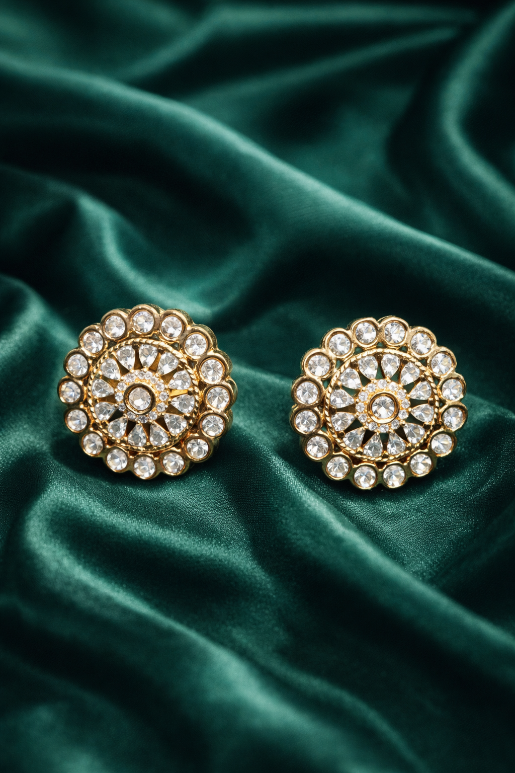 Zevar Club Rose Pink Gold Plated Statement Stud Earrings for Women