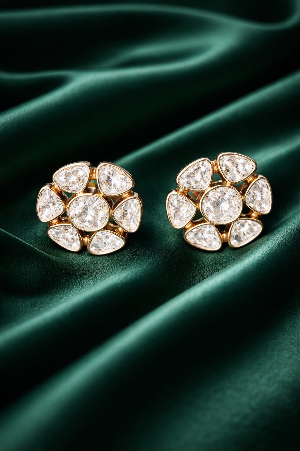 Zevar Club Ivory Gold Plated Statement Moissonite Stud for Women