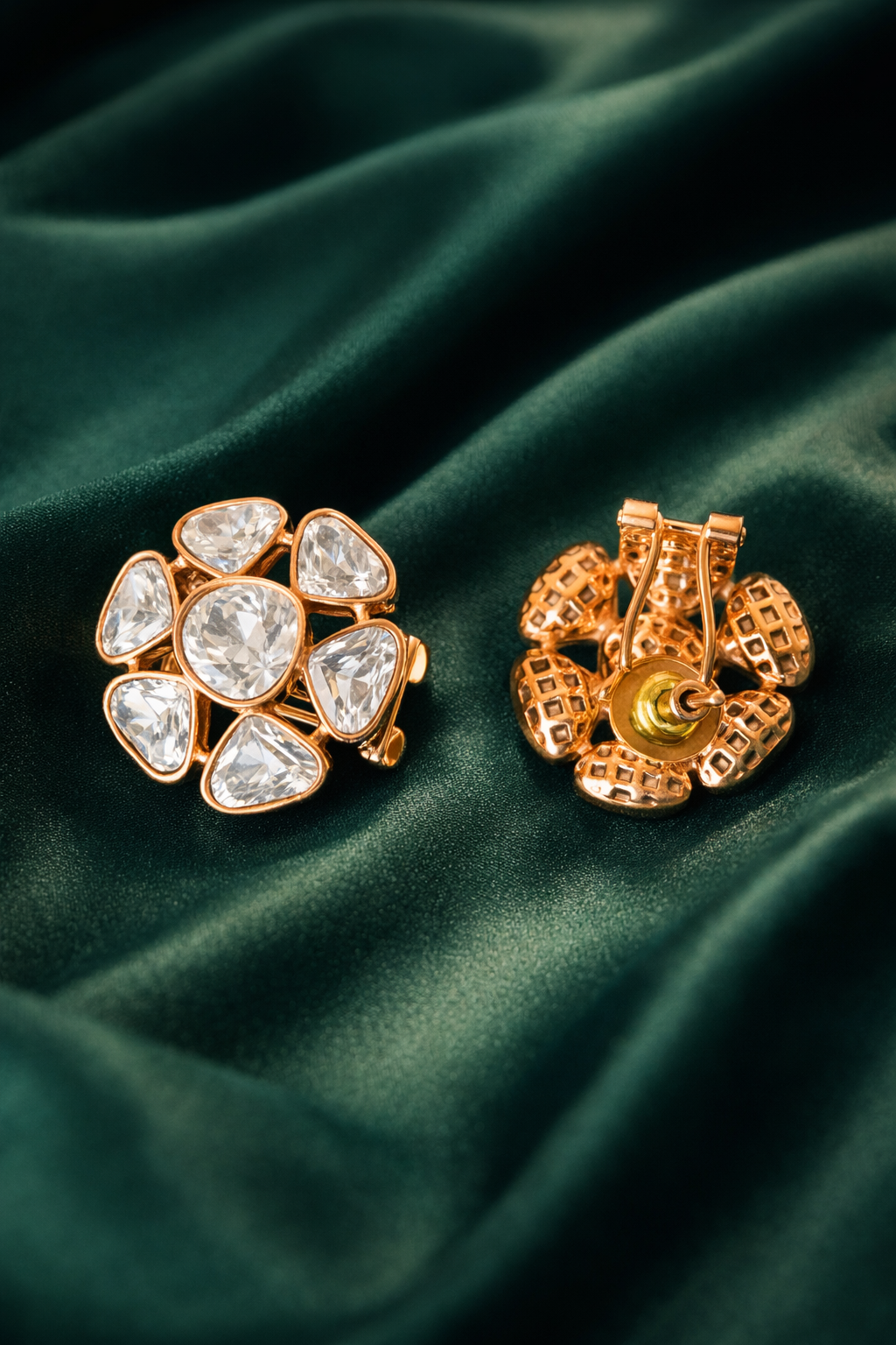 Zevar Club Ivory Gold Plated Statement Moissonite Stud for Women