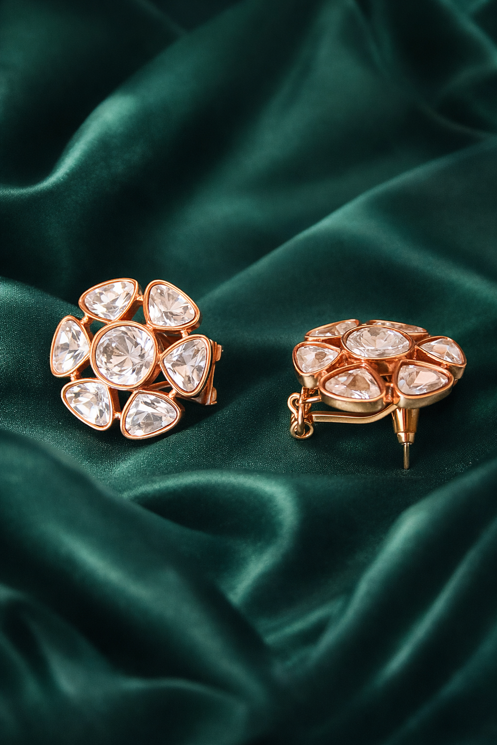 Zevar Club Ivory Gold Plated Statement Moissonite Stud for Women