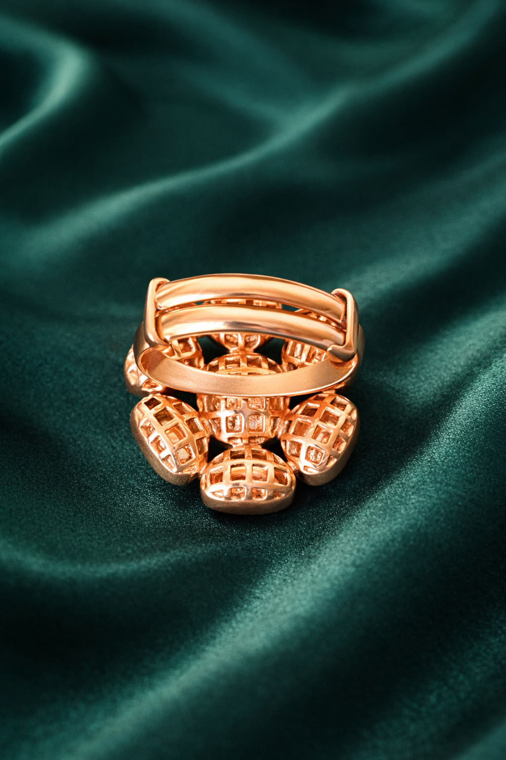 Zevar Club Festive Gold Plated Adjustable Moissonite Statement Designer Ring for Women