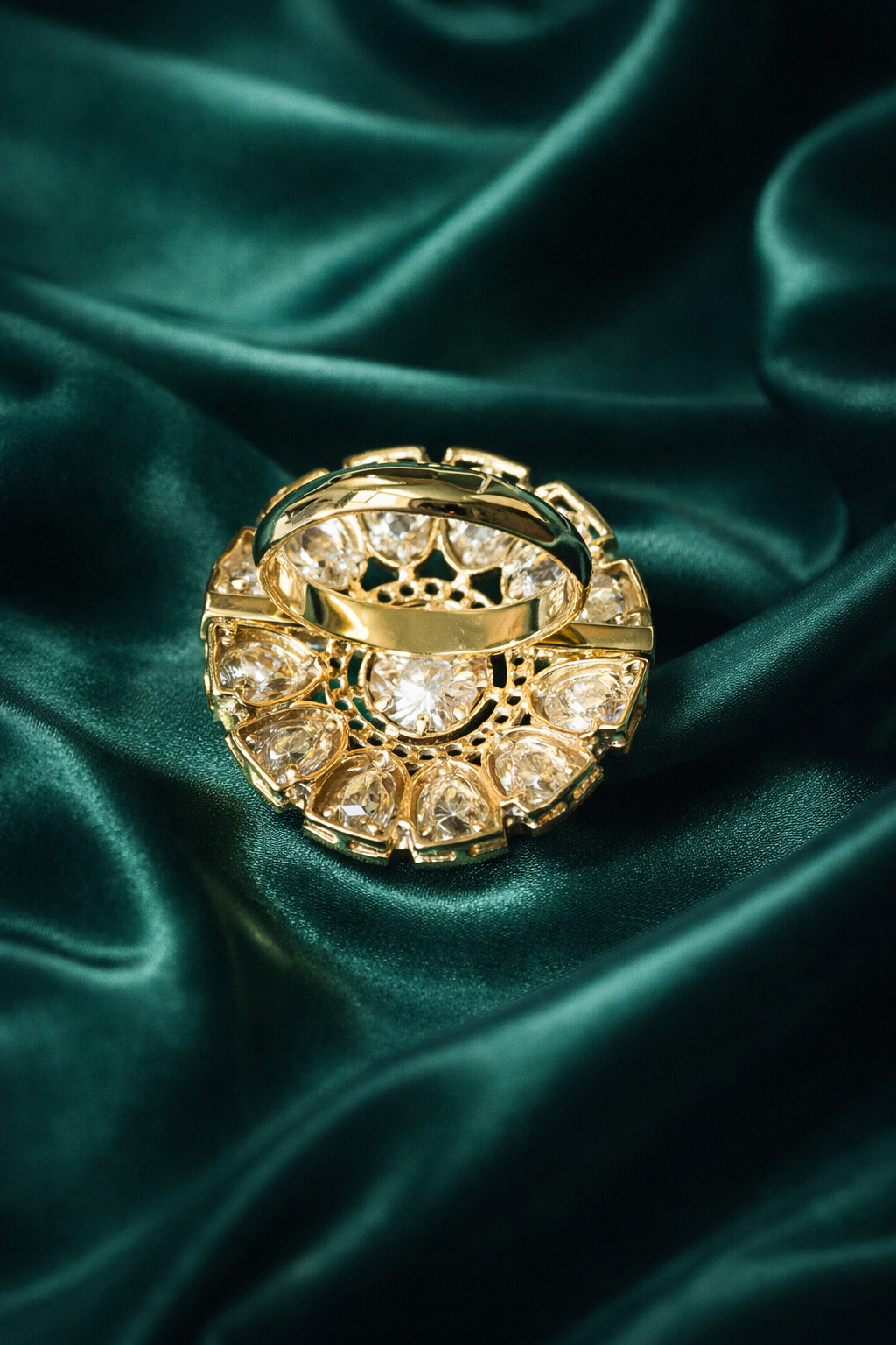 Zevar Club Gold Plated Uncut Kundan Statement Ring