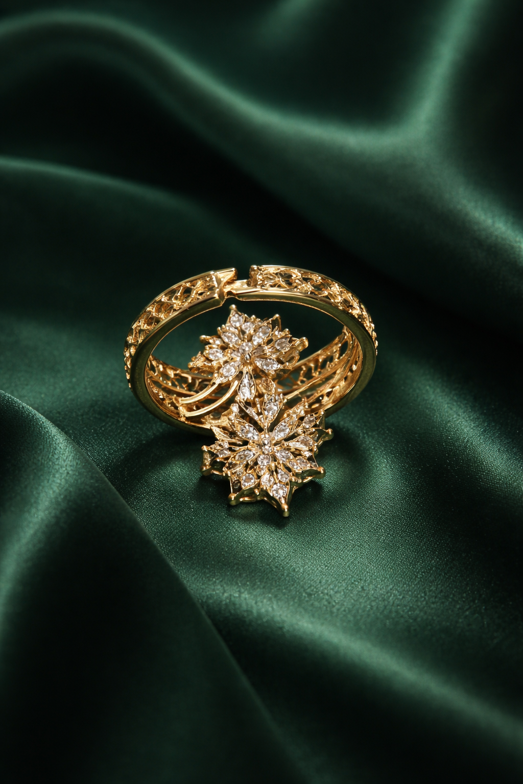Zevar Club Gold Tone Adjustable Gold & Silver Statement Ring for Women