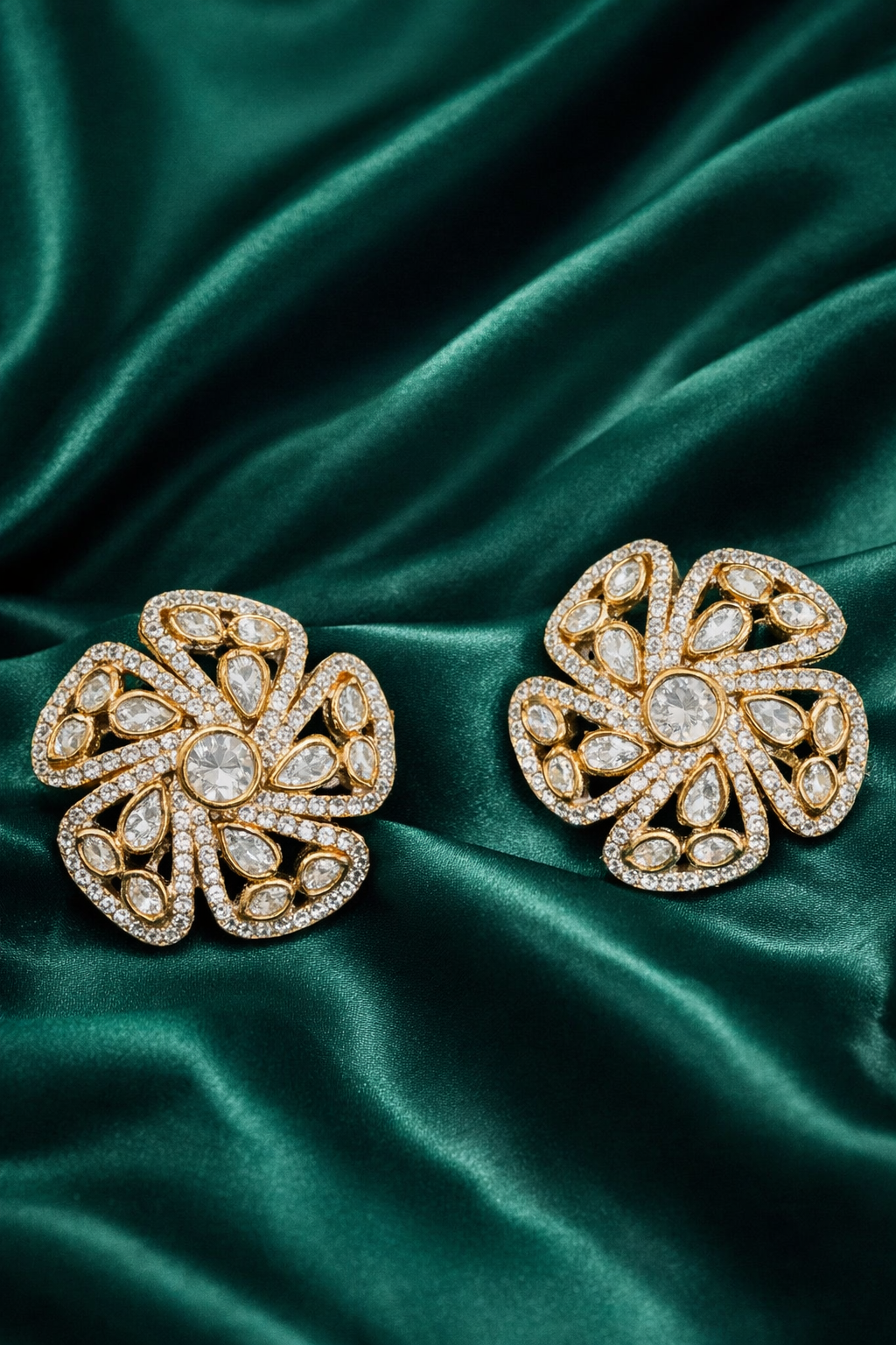 Zevar Club Gold Plated Star Shaped Statement Stud Earrings
