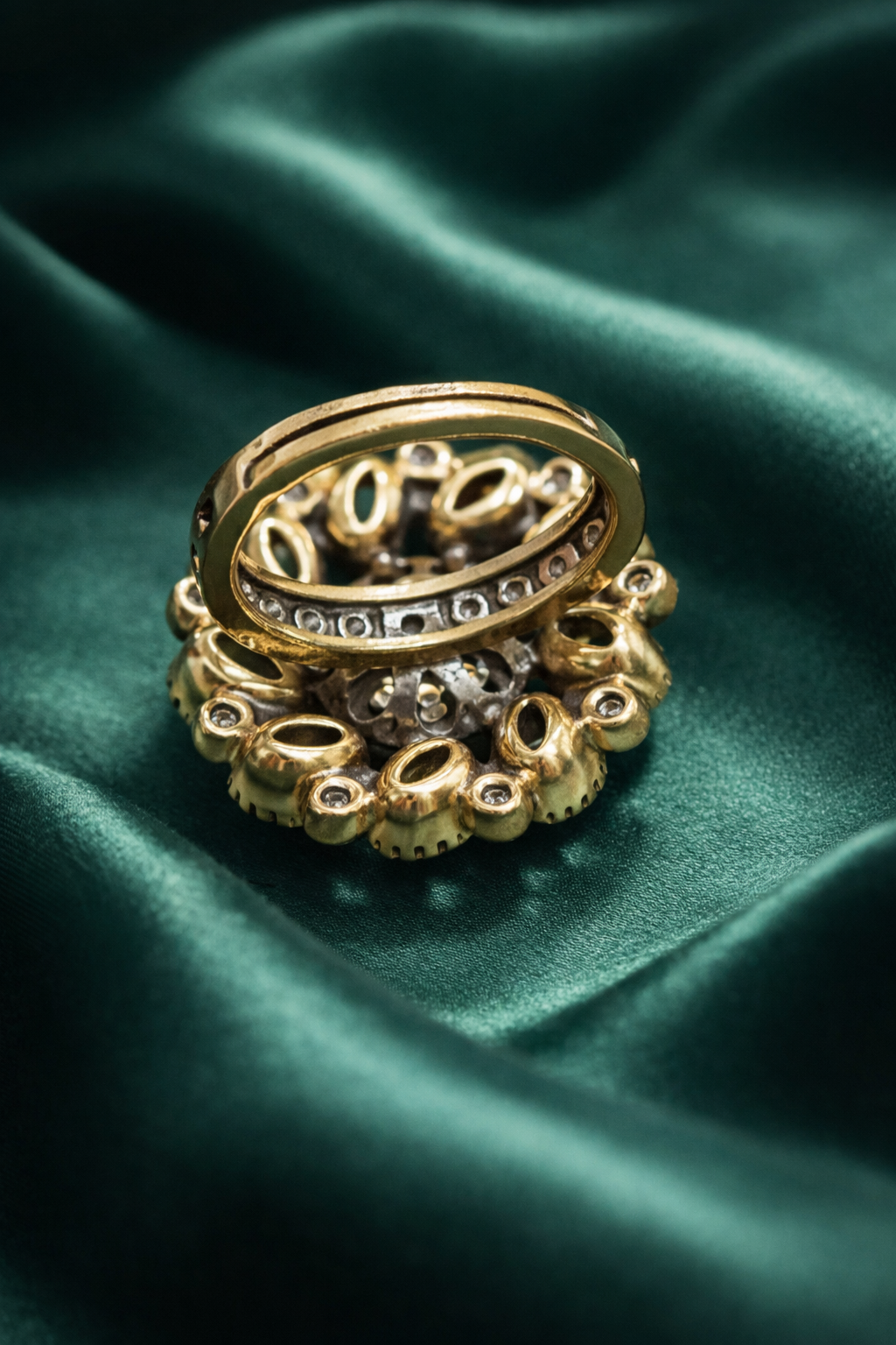Zevar Club Adjustable Mustard Yellow Gold Plated Kundan Statement Ring
