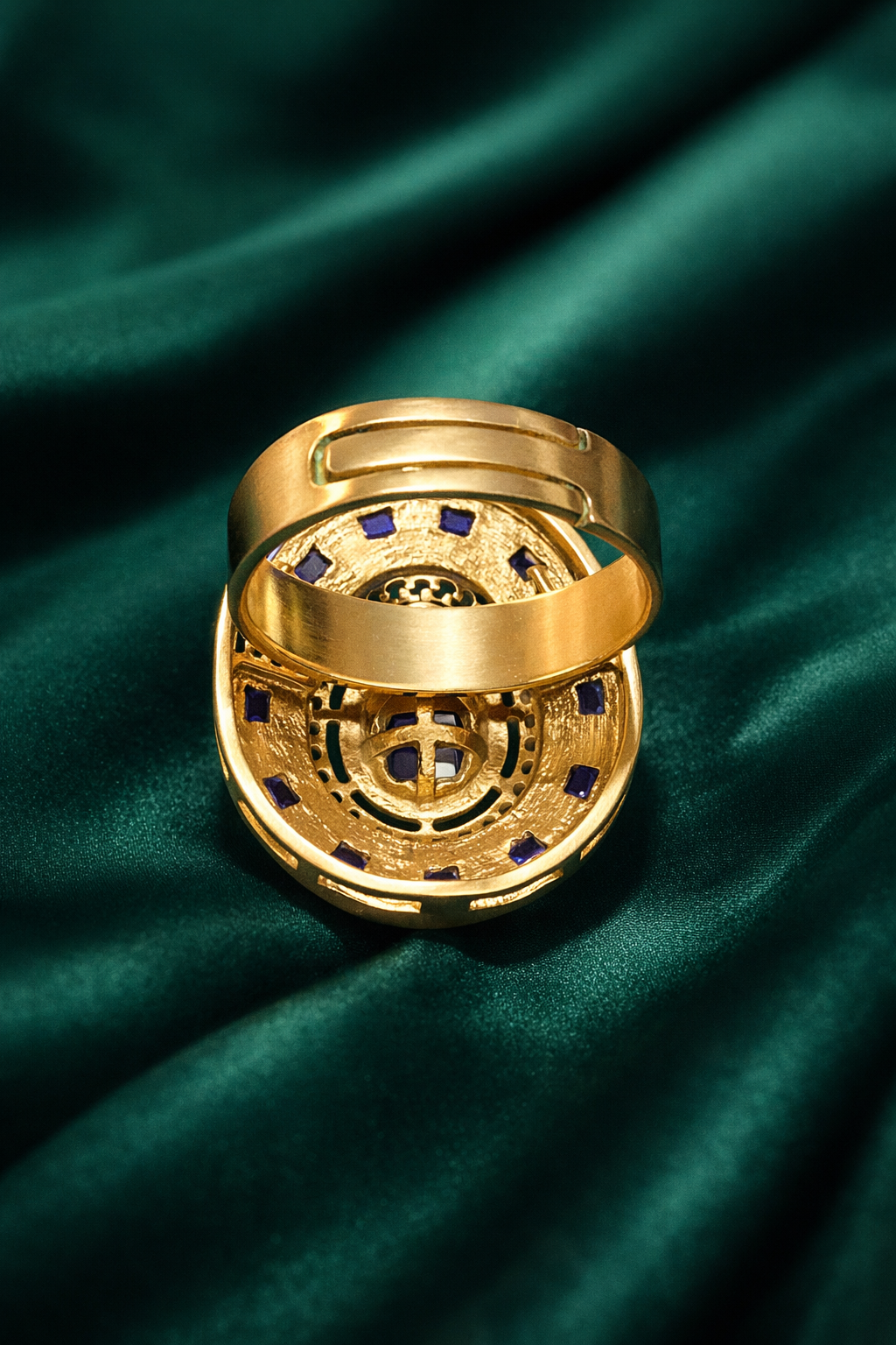 Zevar Club Adjustable Rose Pink Gold Plated Kundan Statement Ring