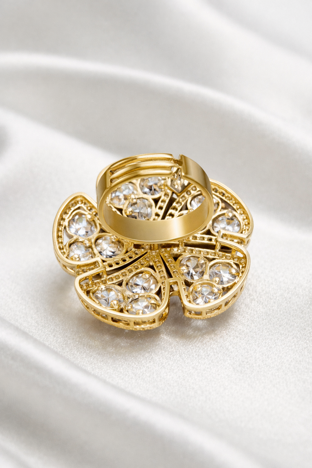 Zevar Club Emerald Green Gold Plated Kundan Statement Ring
