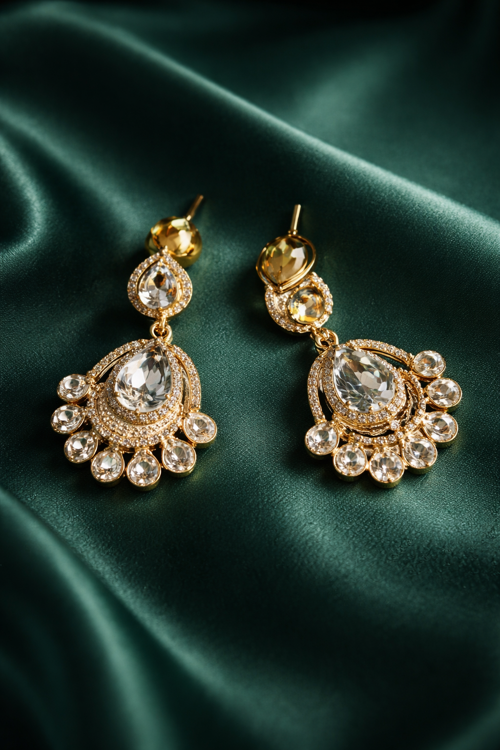 Festive Kundan Look Cubic Zirconia Drop Earrings