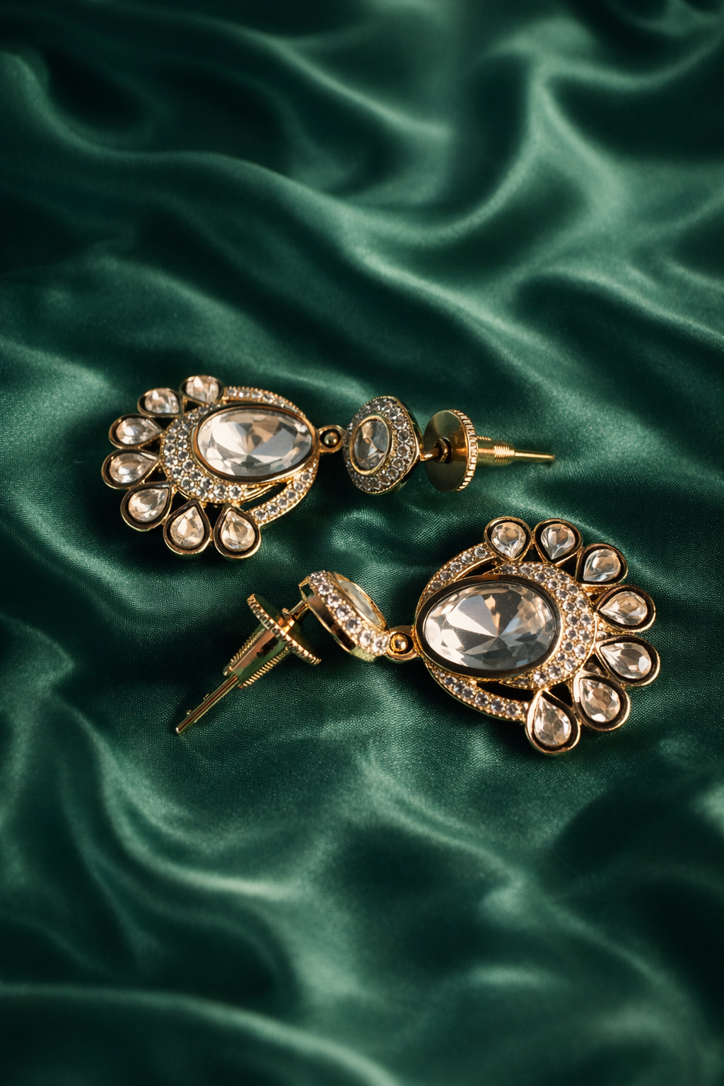 Festive Kundan Look Cubic Zirconia Drop Earrings