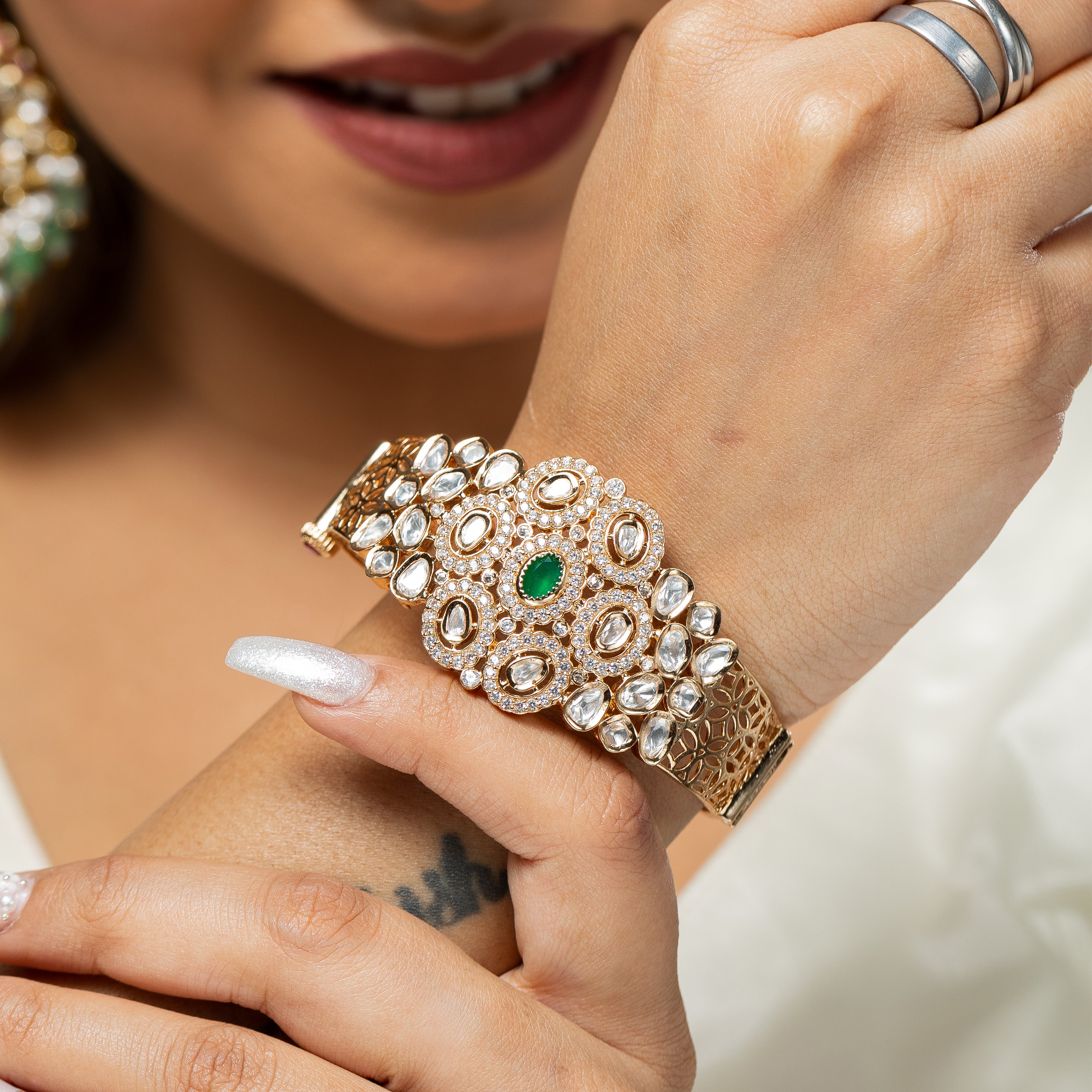 Zevar Club Bold Sleek Regal Kundan Bracelet