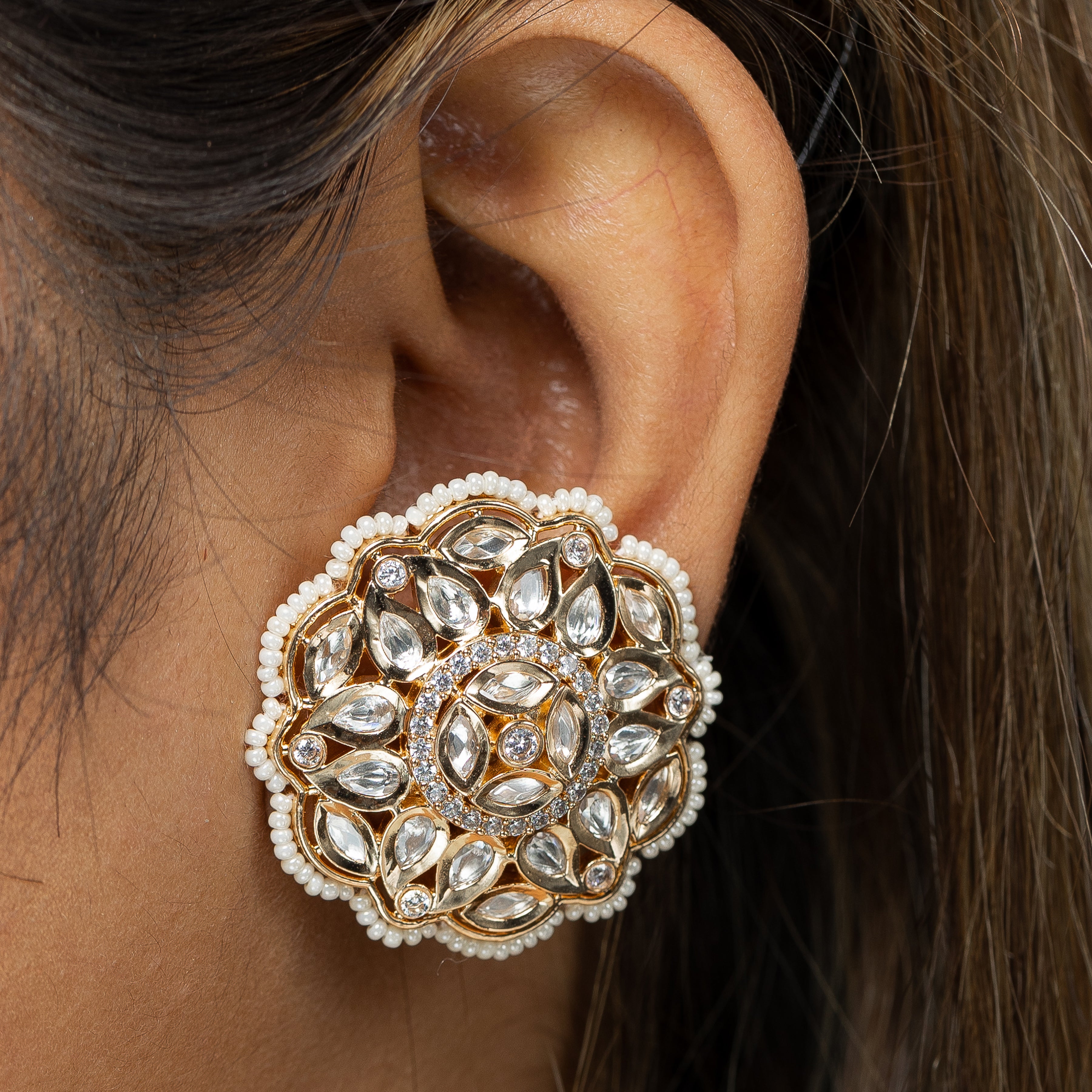 Zevar Club Statement Kundan Studs