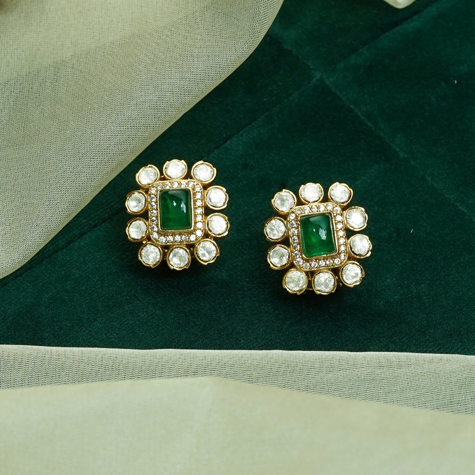 Pushback Kundan Earrings
