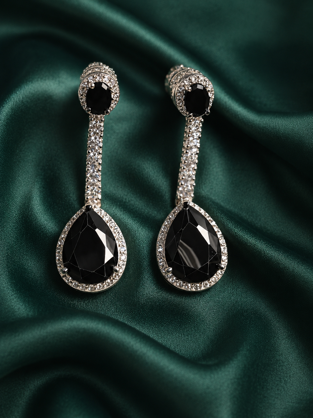 Zevar Club Luxury Bold Black Glam Diamond Earrings for Women