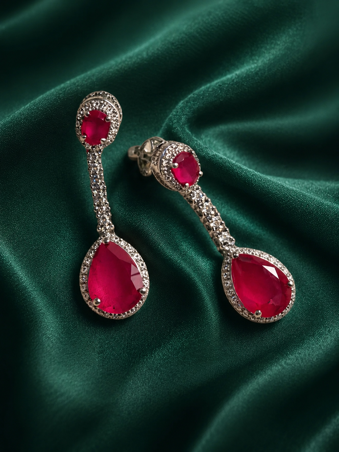 Zevar Club Luxury Ruby Pink Glam Diamond Earrings for Women