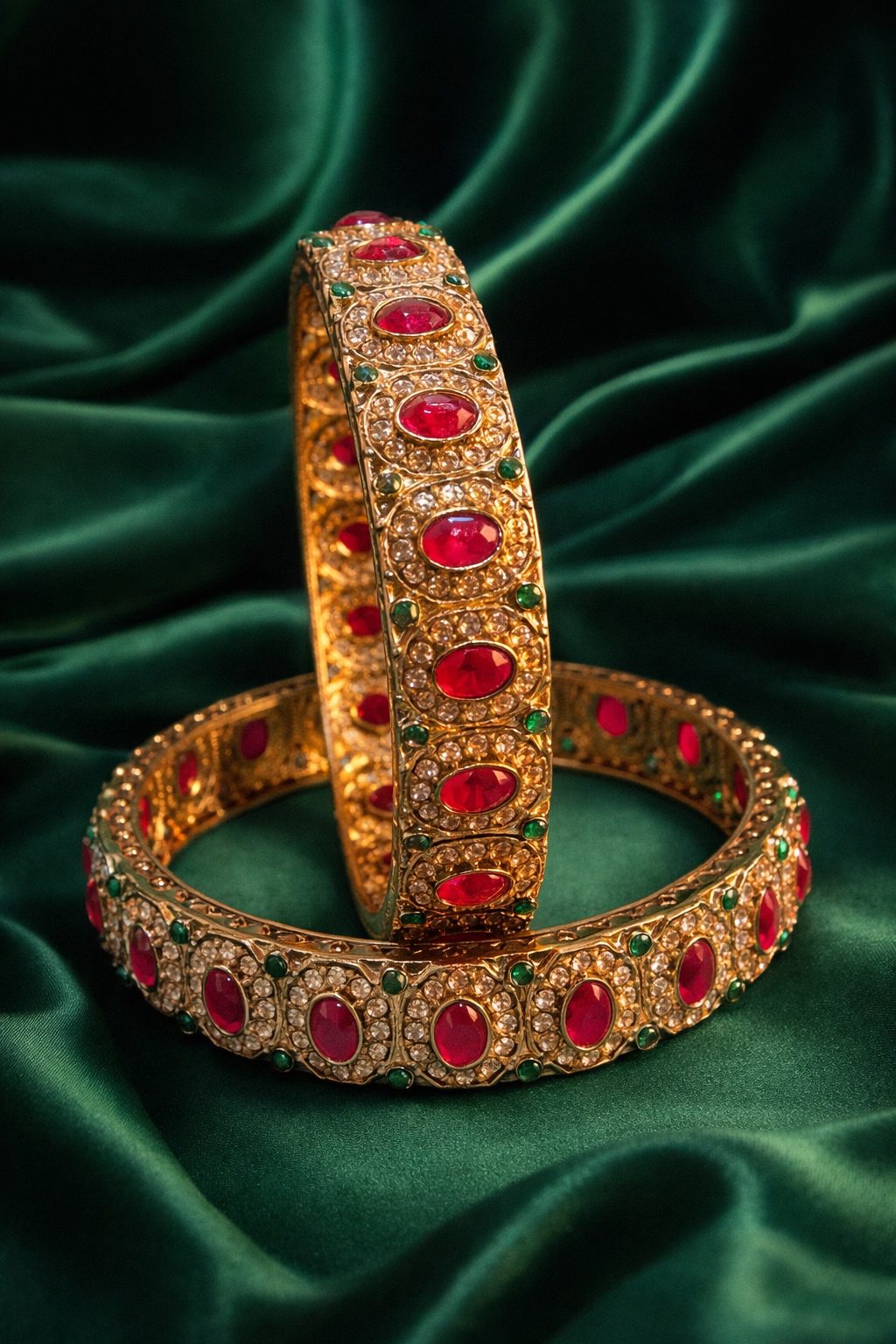 Bridal Statement Ruby Emerald Bangles Set