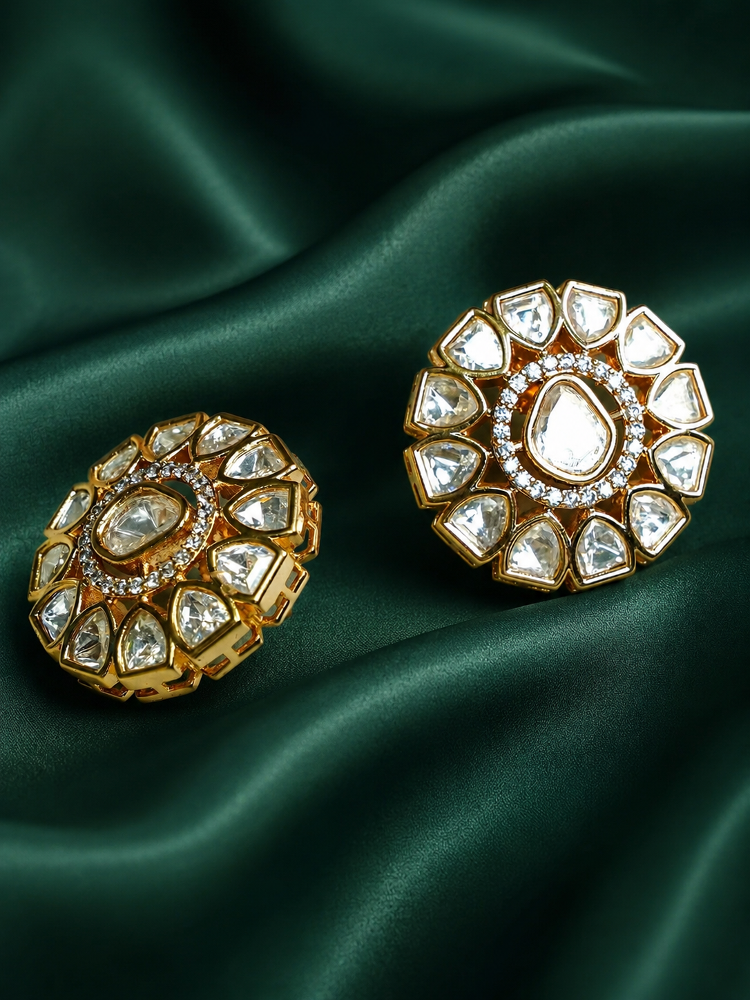 Zevar Club 12K Gold-Plated Maximal Uncut Kundan Studs