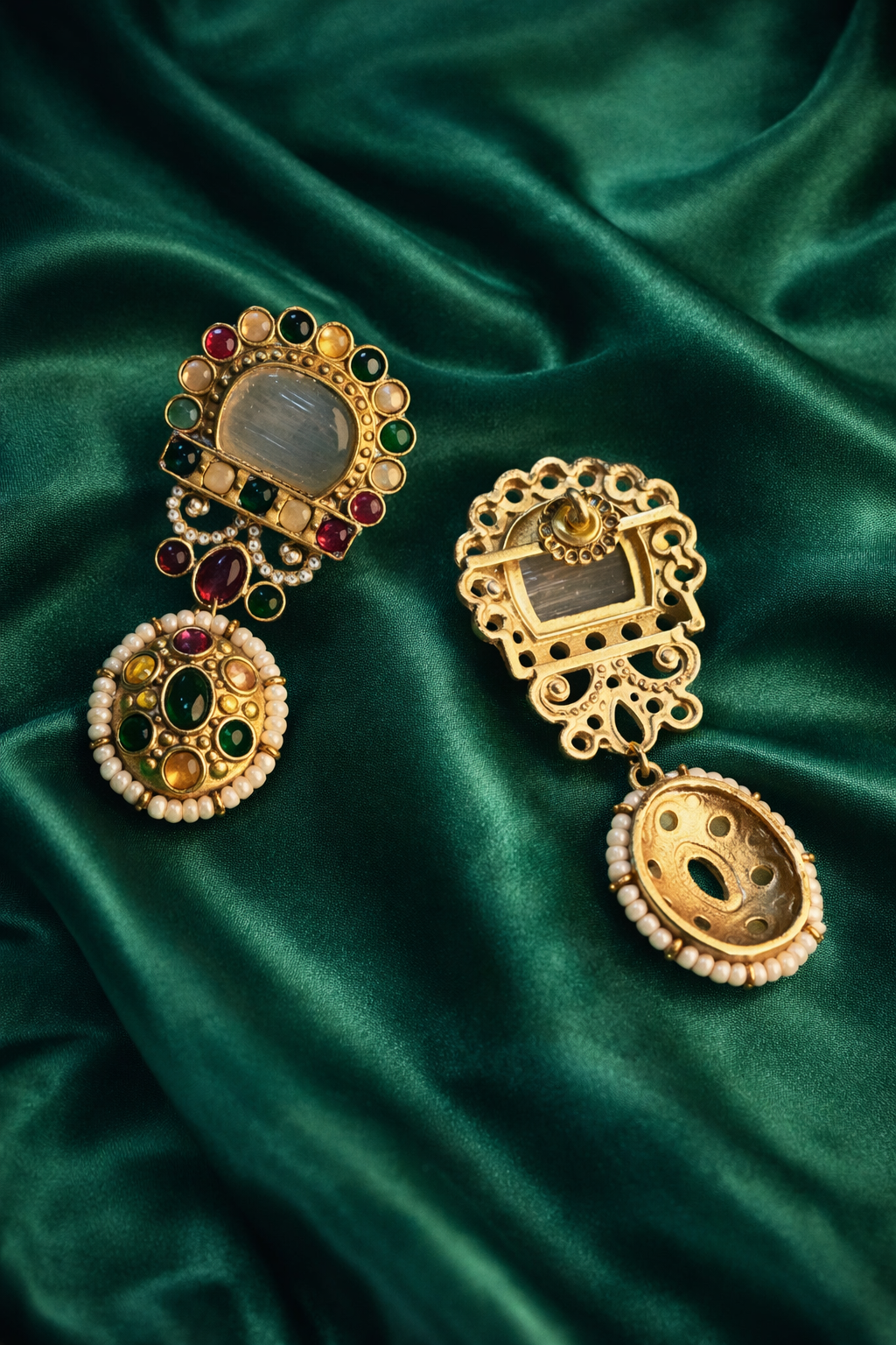 Bridal Inspired Kundan Pearl Drop Earrings