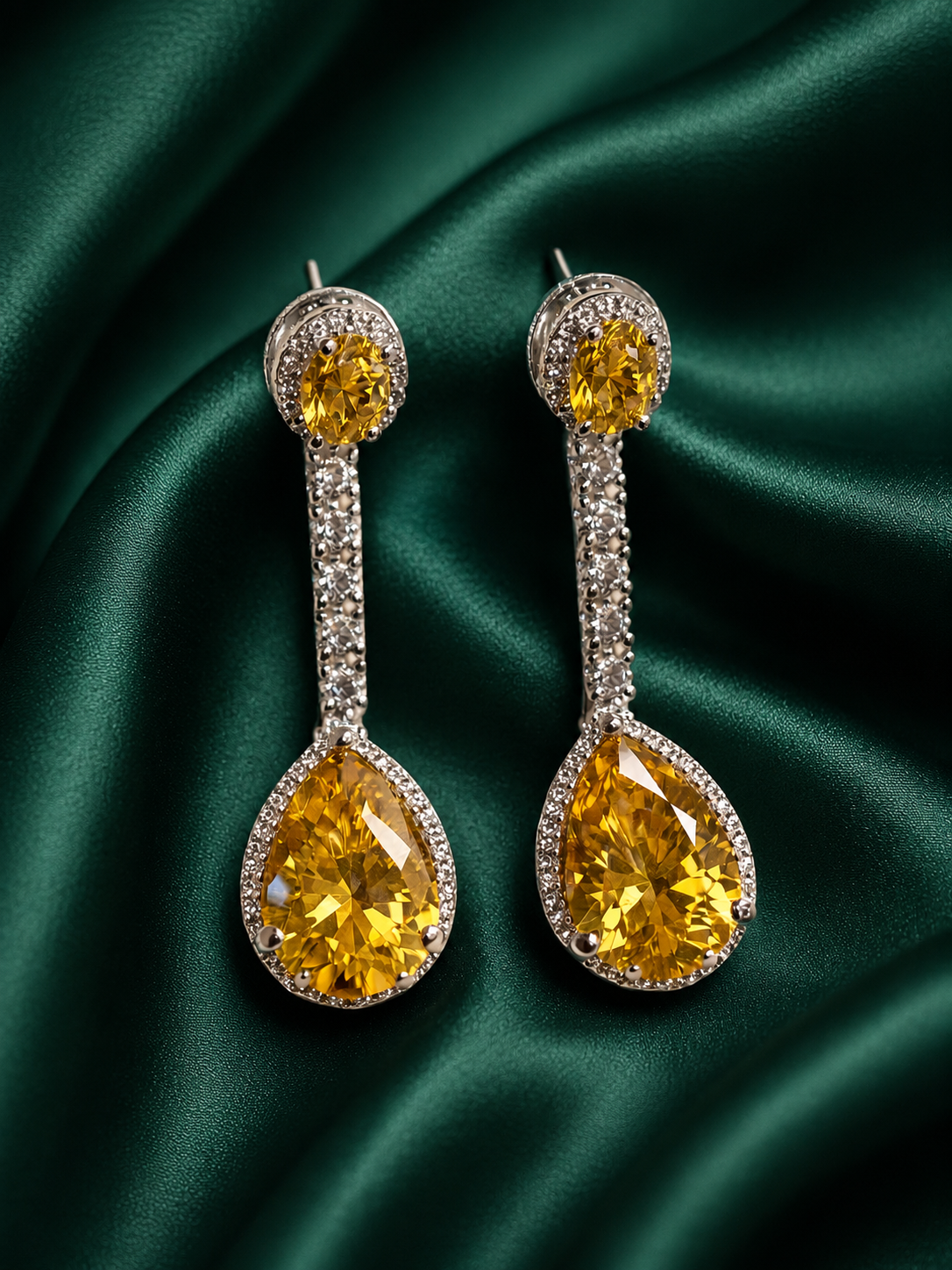 Zevar Club Luxury Yellow Diamond Glam Statement Earrings for Women