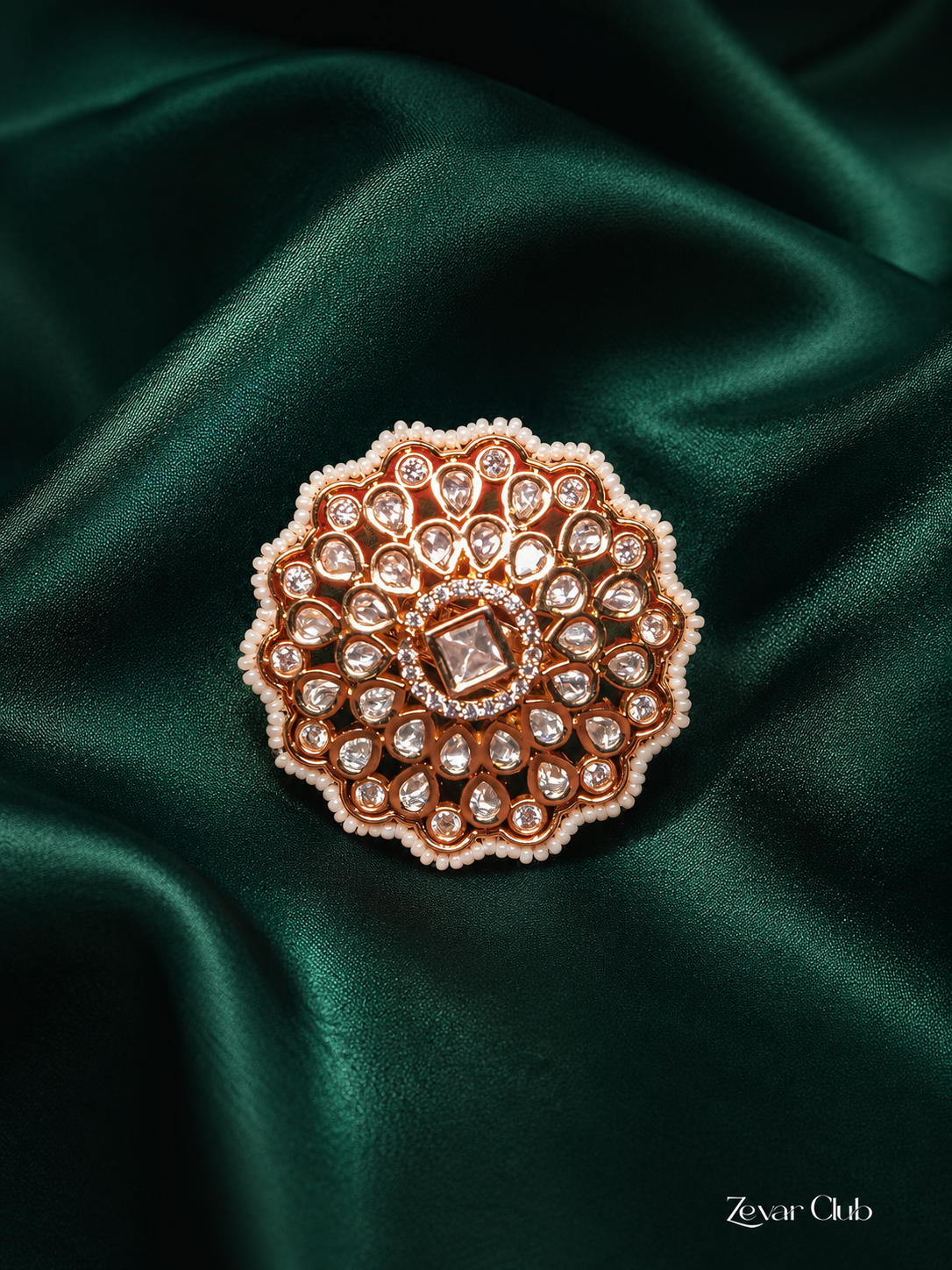 Zevar Club Statement Semi Precious Kundan Ring