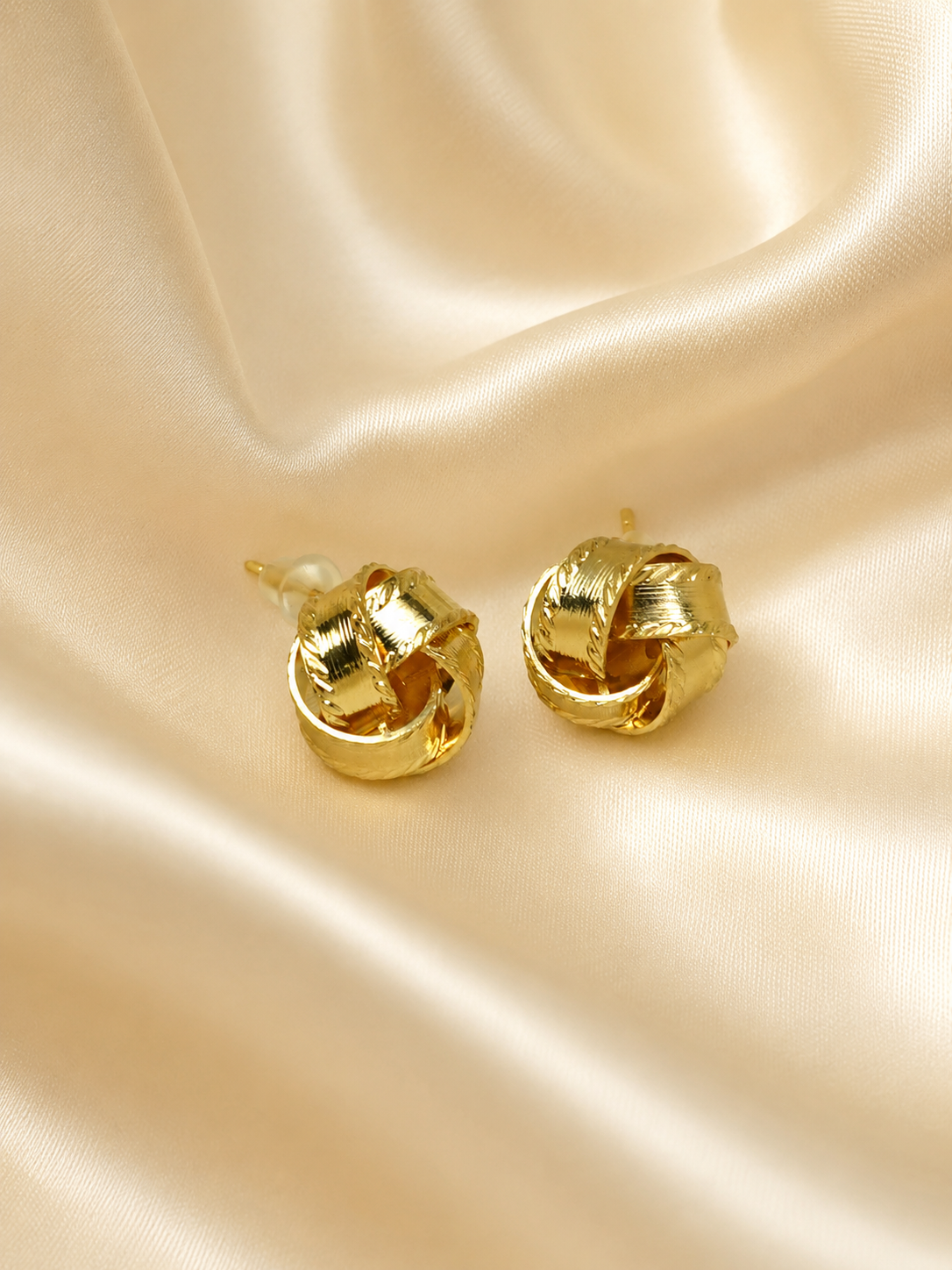 Zevar Club Silver Tone Twisted Knot Stud Earrings for Women