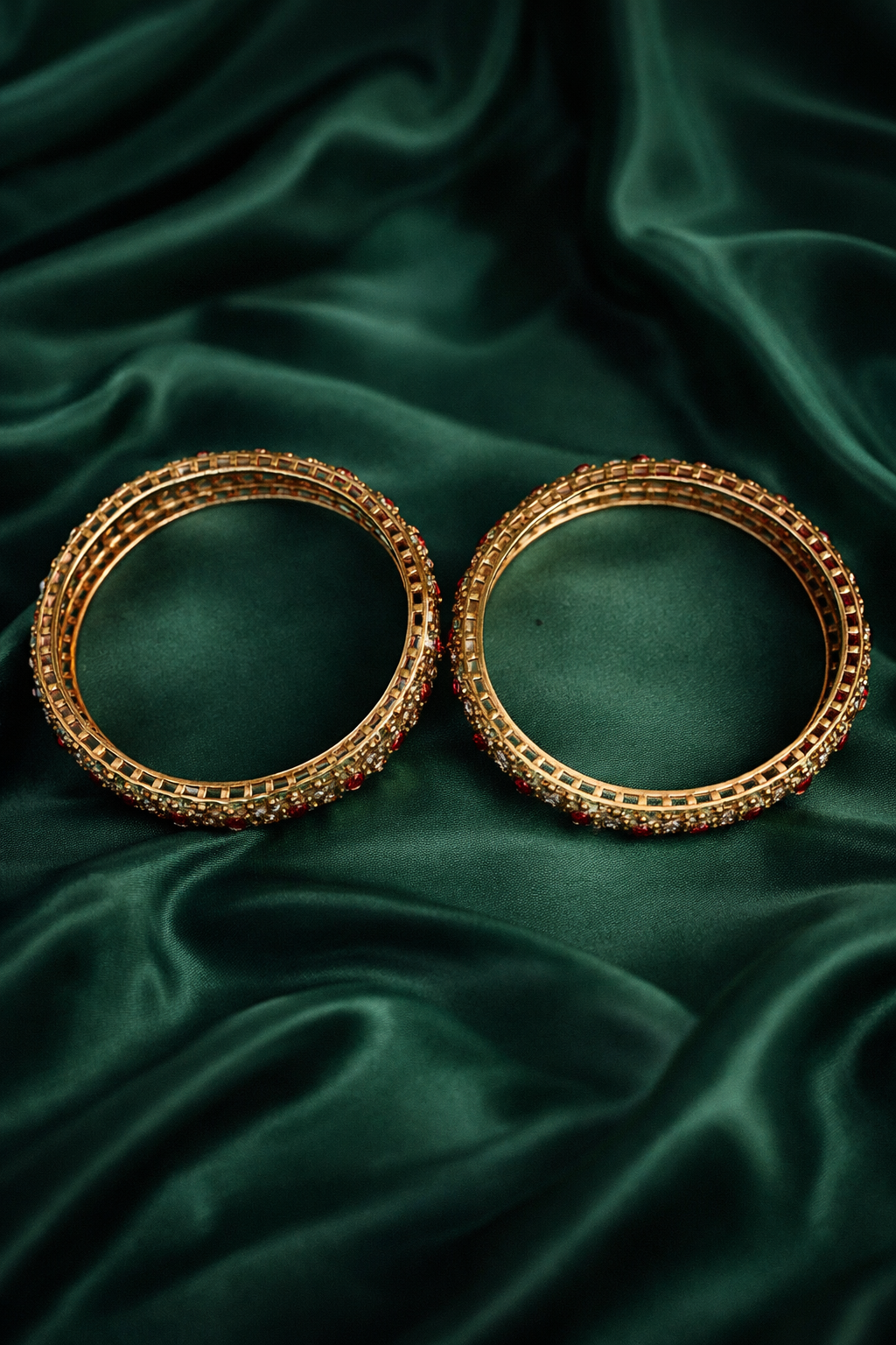 Bridal Statement Ruby Emerald Bangles Set