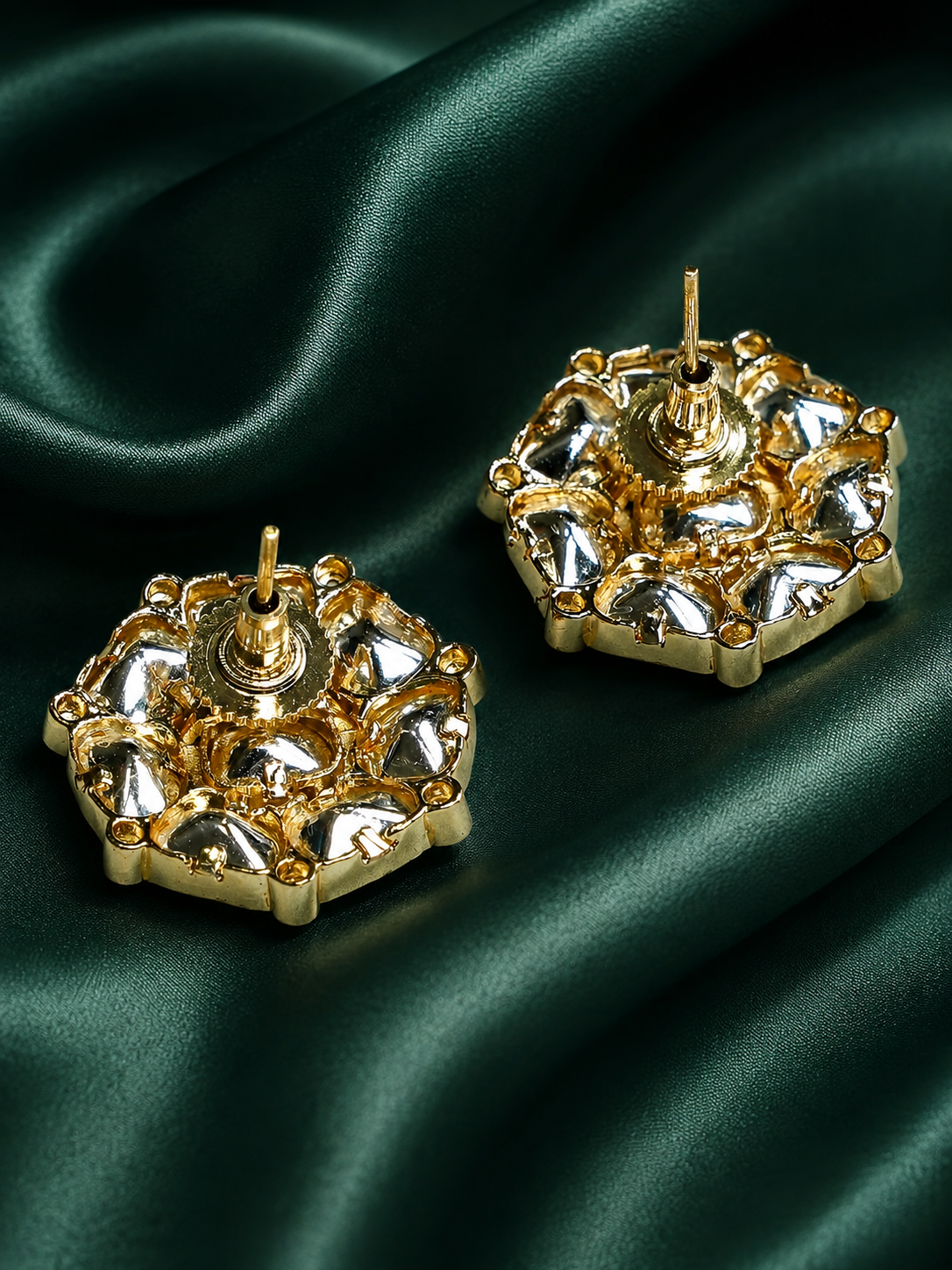 Zevar Club 18K Gold-Plated Octagon Kundan Studs
