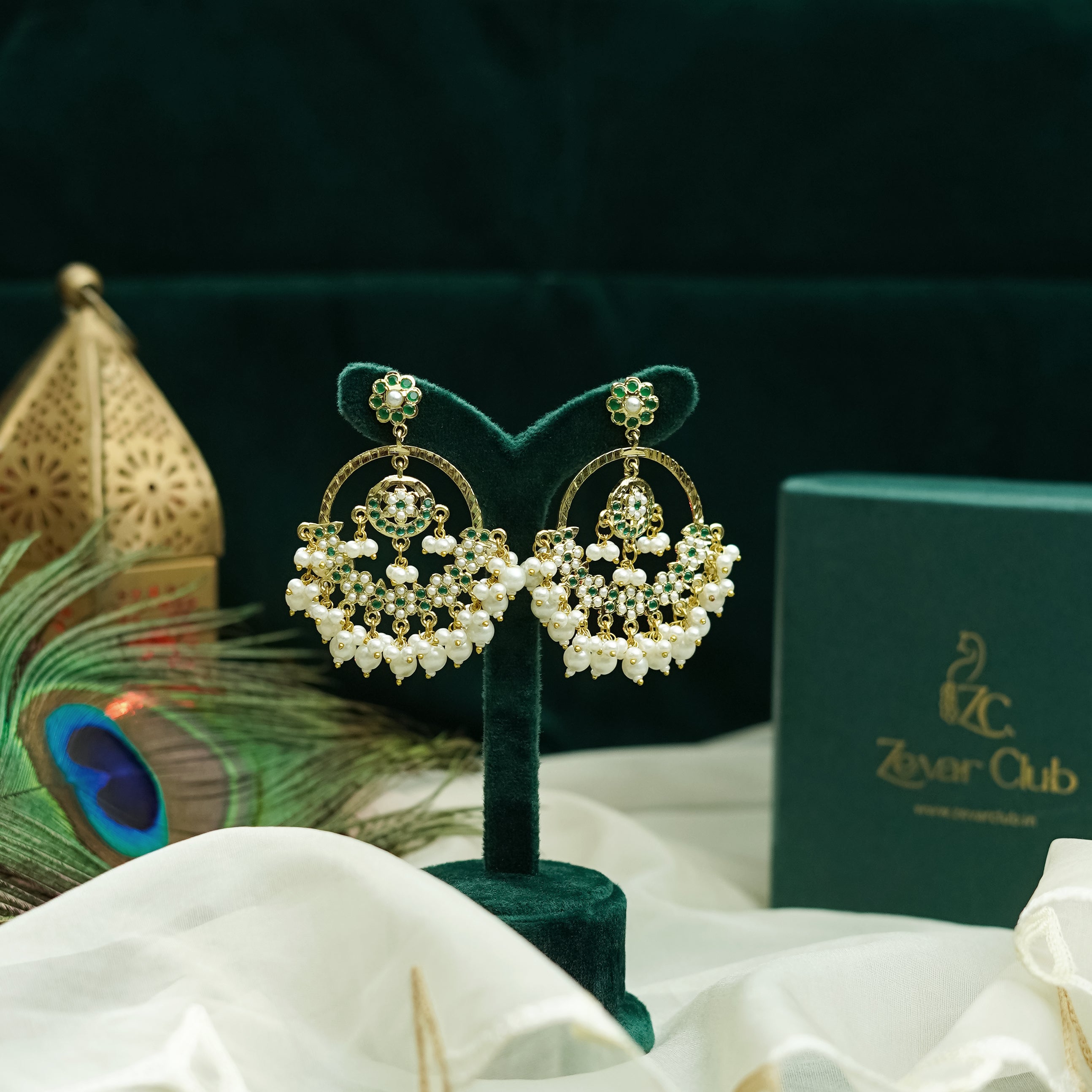 Sona Moti with Emerald Chandbaali