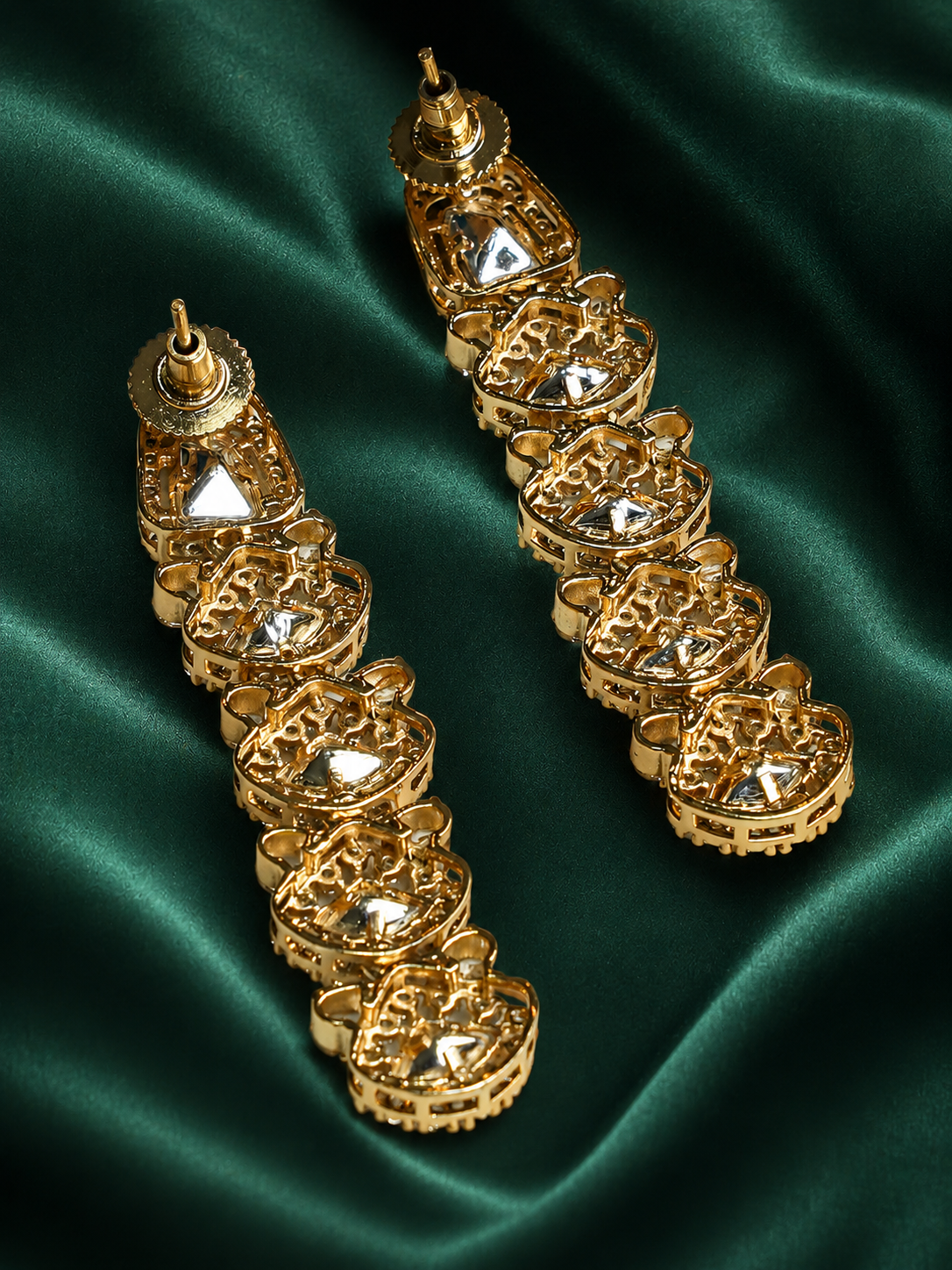 Contemporary Ivory Kundan Drop Earrings